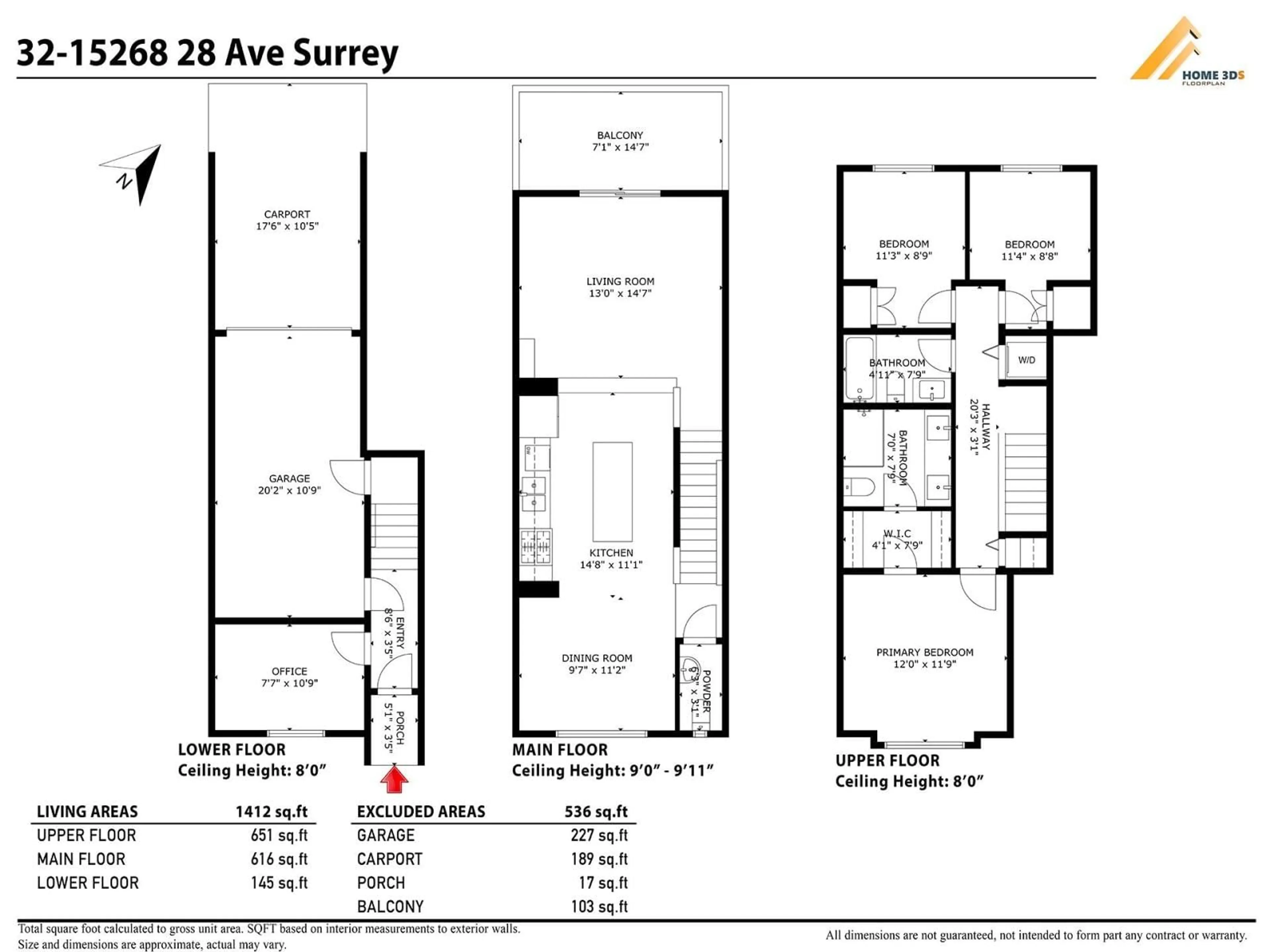 Floor plan for 32 - 15268 28 AVENUE, Surrey British Columbia V4P0E8