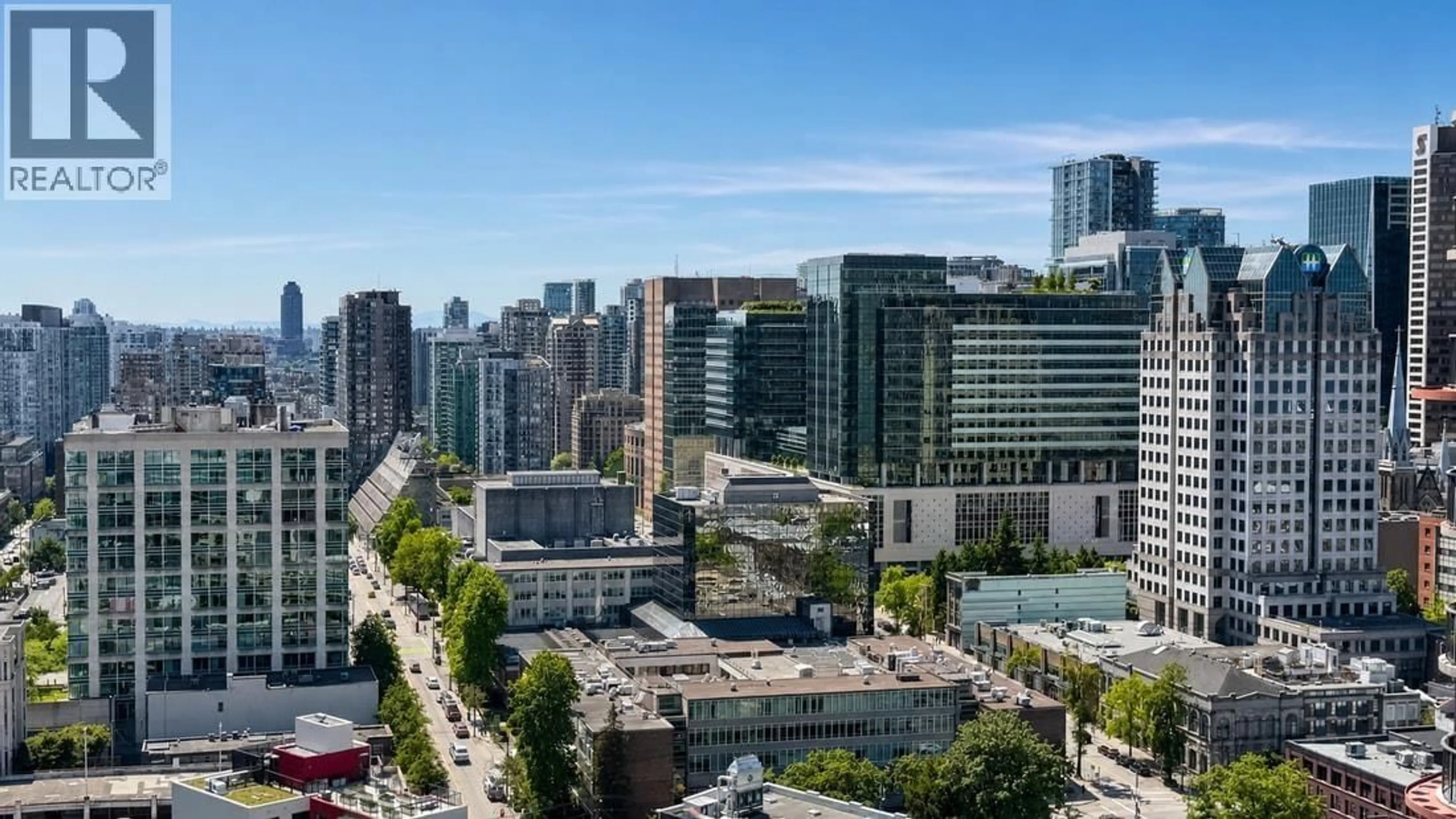 A pic from outside/outdoor area/front of a property/back of a property/a pic from drone, city buildings view from balcony for 2908 - 108 CORDOVA STREET, Vancouver British Columbia V6B0G5