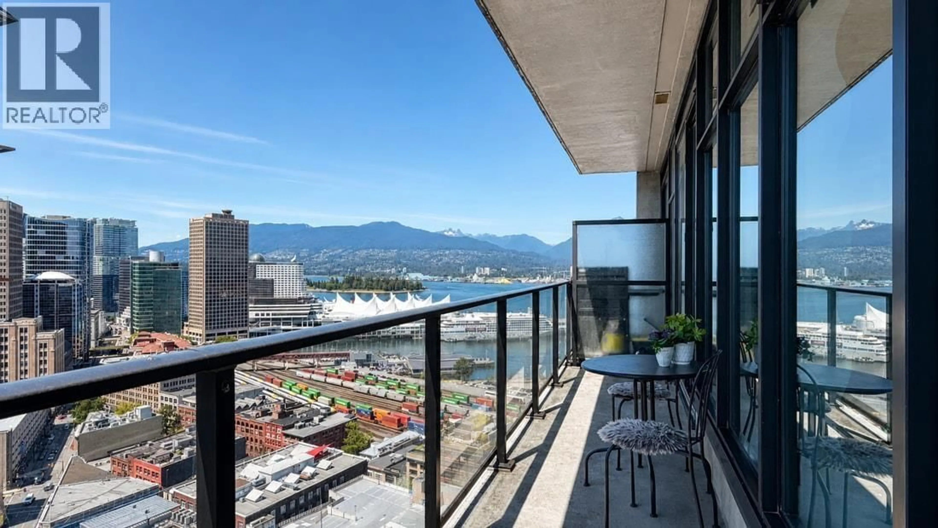 Balcony in the apartment, water/lake/river/ocean view for 2908 - 108 CORDOVA STREET, Vancouver British Columbia V6B0G5