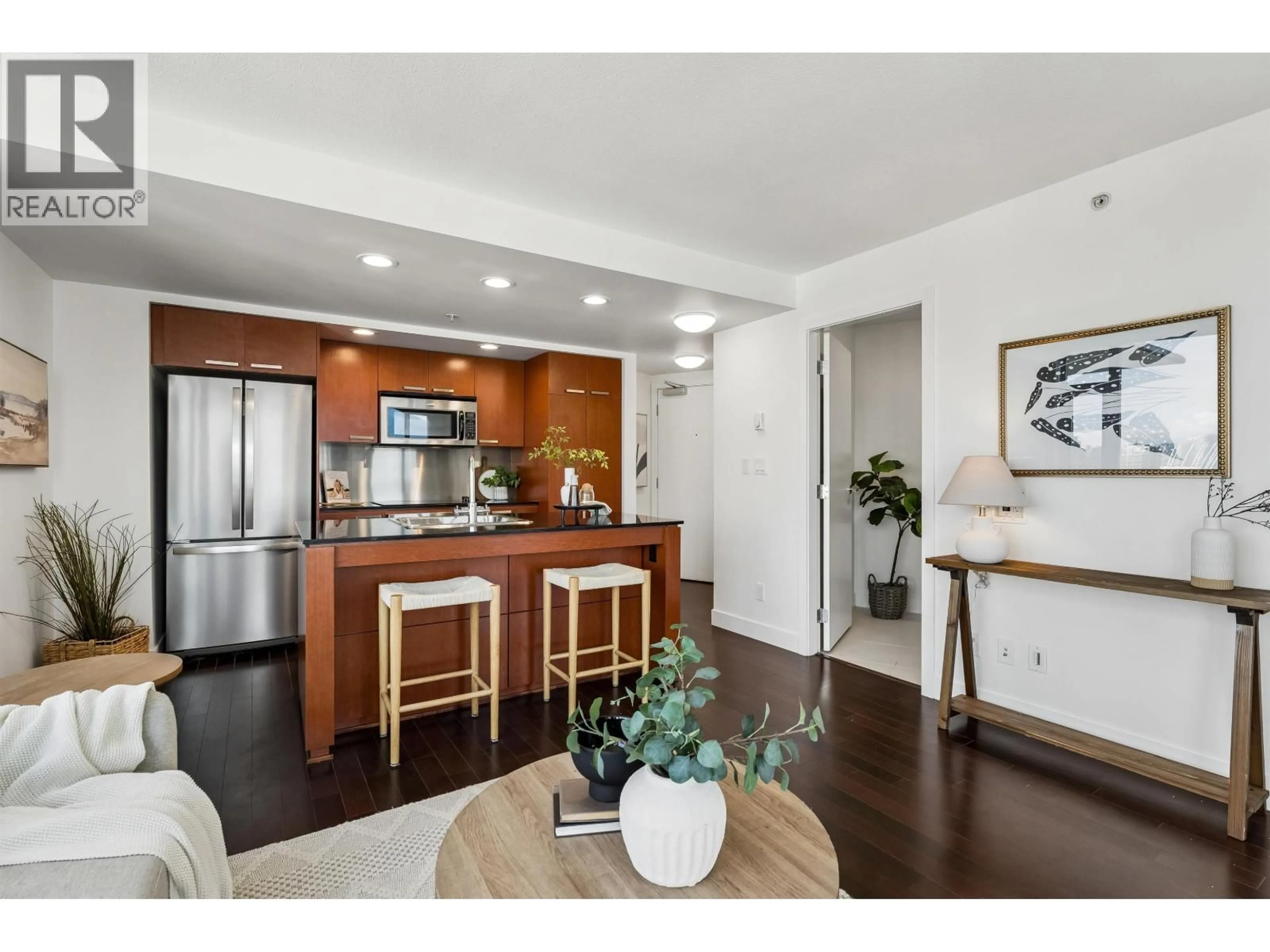 Open concept kitchen, wood/laminate floor for 2305 - 1255 SEYMOUR STREET, Vancouver British Columbia V6B0H1