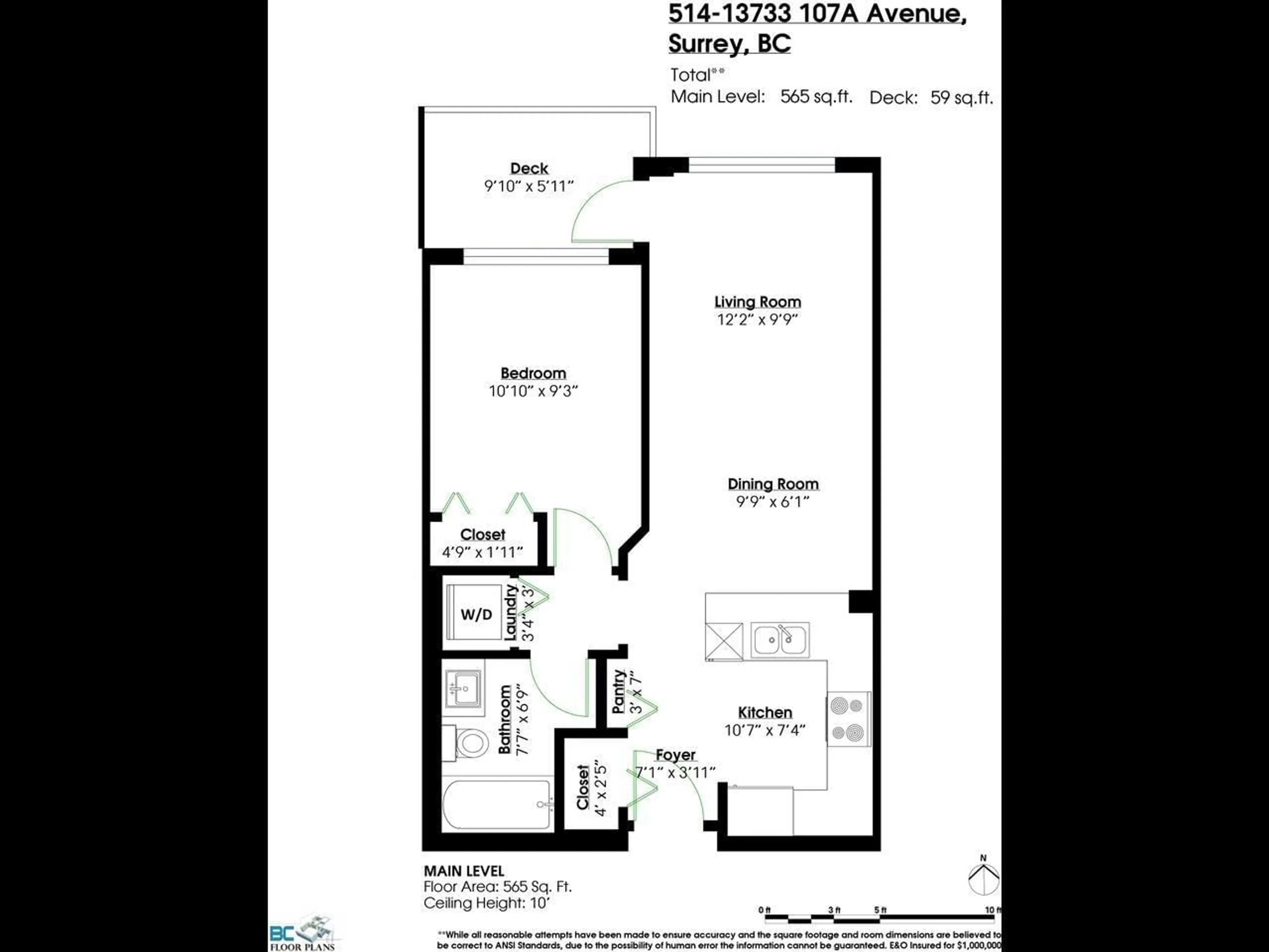 Floor plan for 514 - 13733 107A STREET, Surrey British Columbia V3T0B7