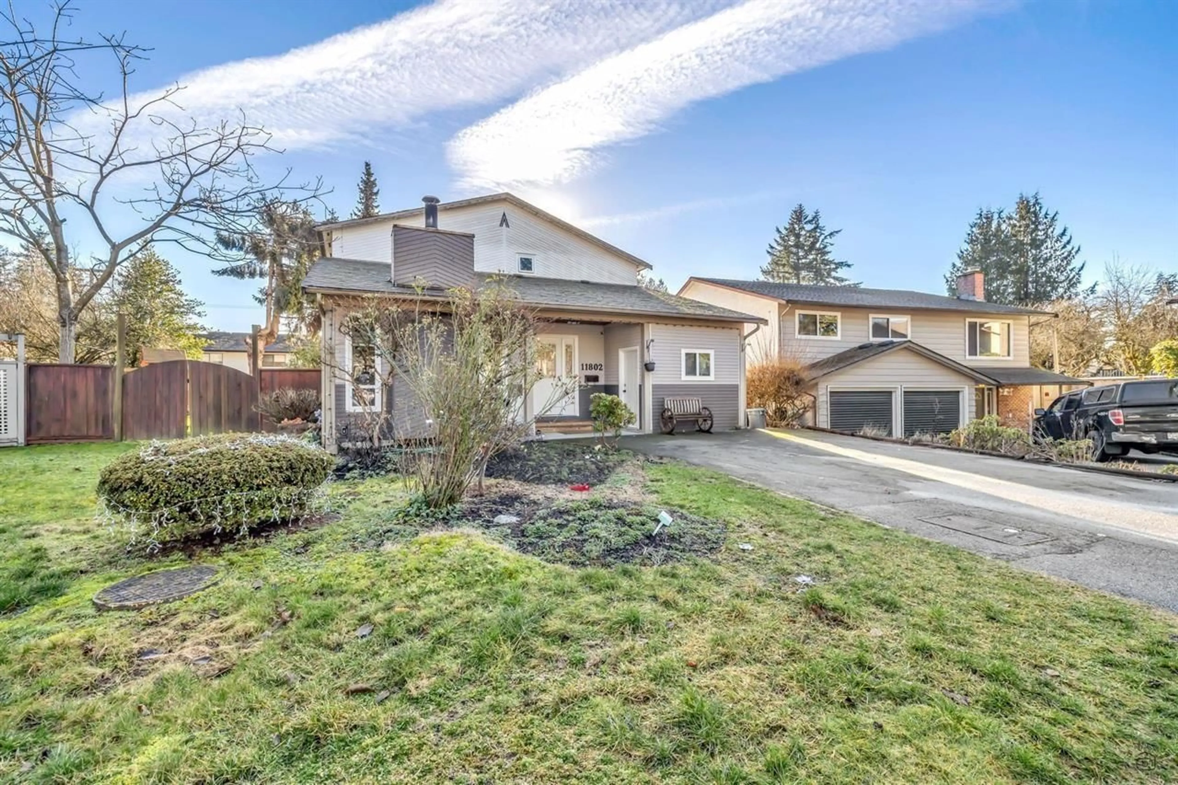 A pic from outside/outdoor area/front of a property/back of a property/a pic from drone, street for 11802 80A AVENUE, Delta British Columbia V4C7T9