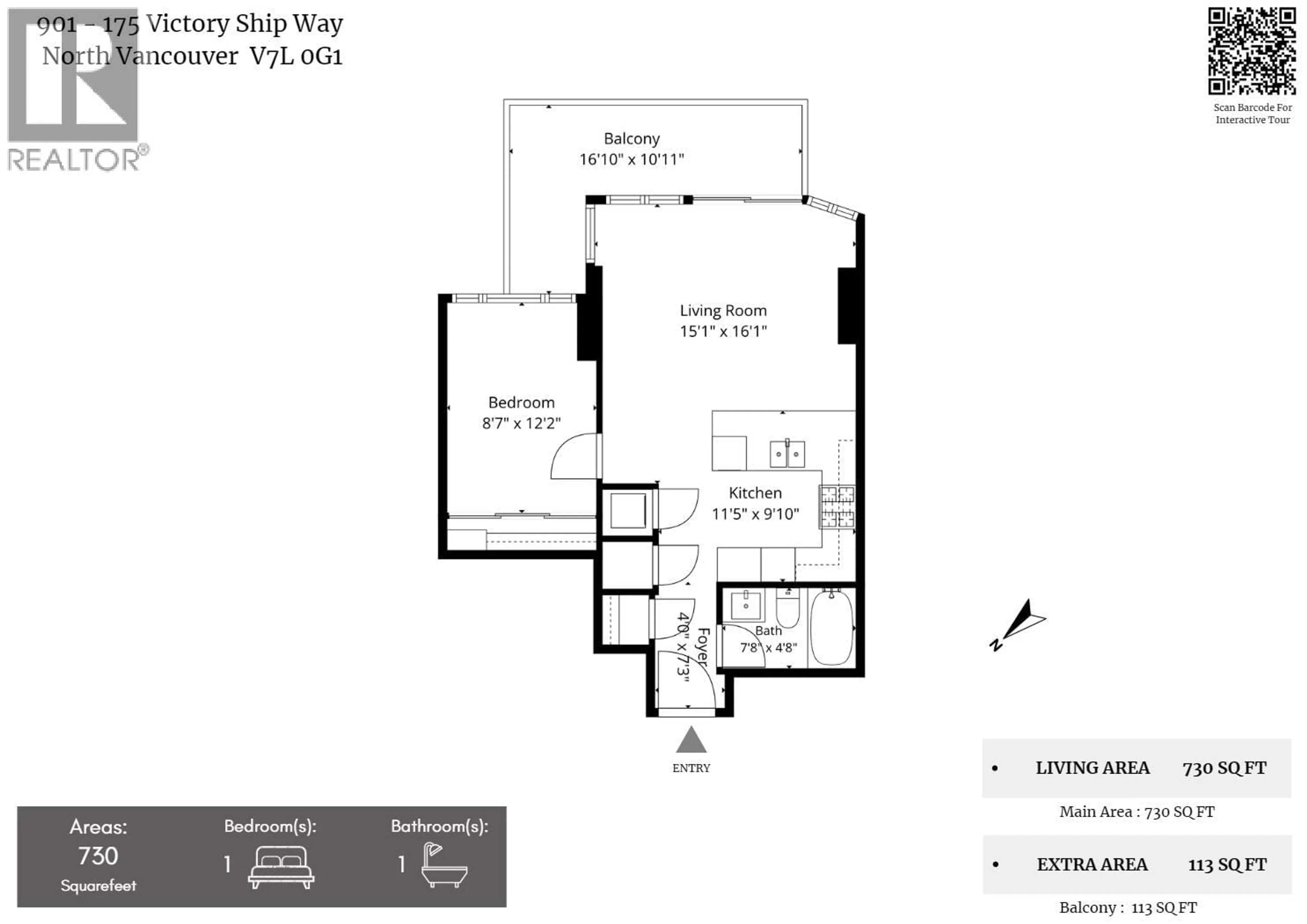 Floor plan for 901 - 175 VICTORY SHIP WAY, North Vancouver British Columbia V7L0G1