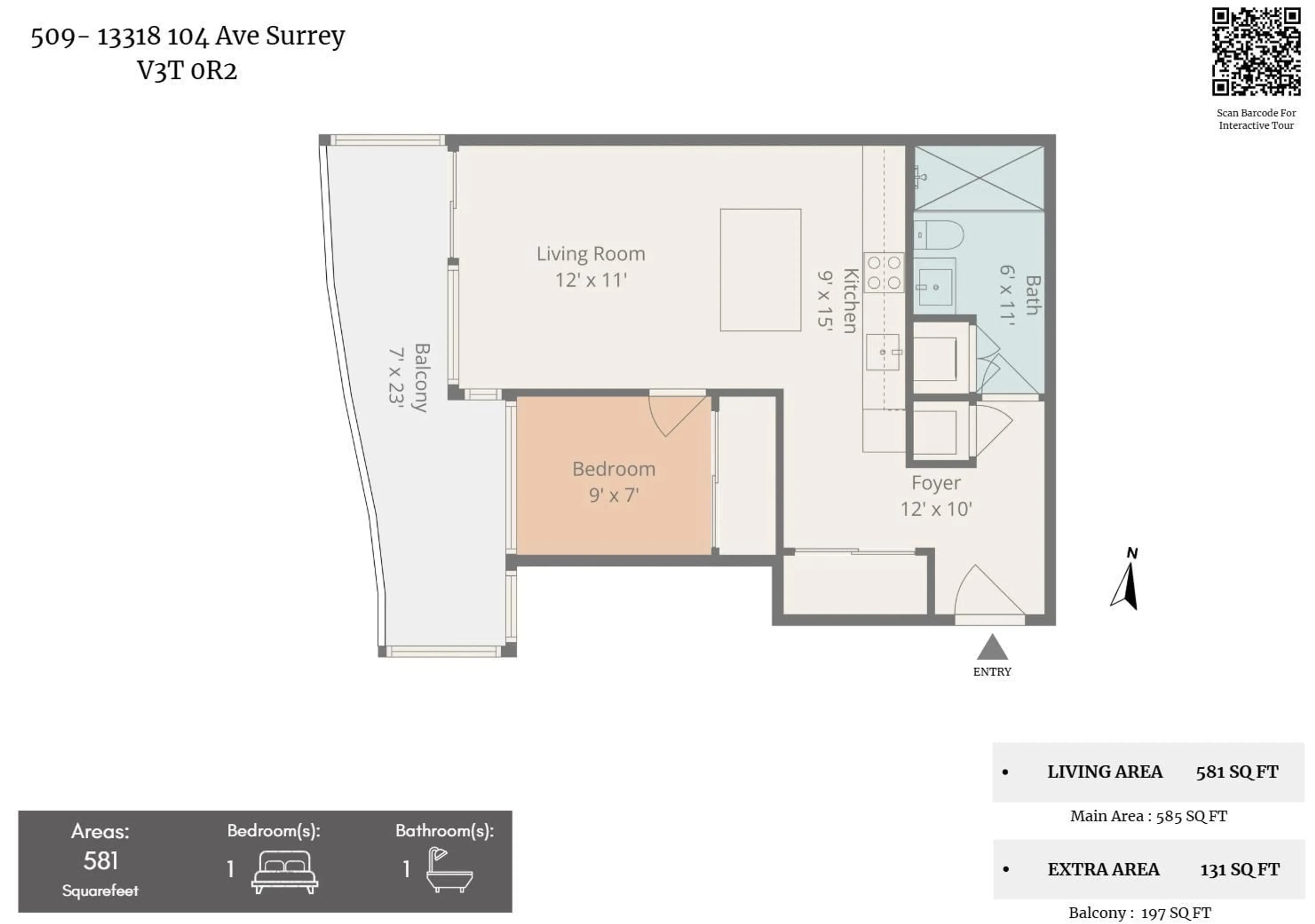 Floor plan for 509 - 13318 104 AVENUE, Surrey British Columbia V3T0R2