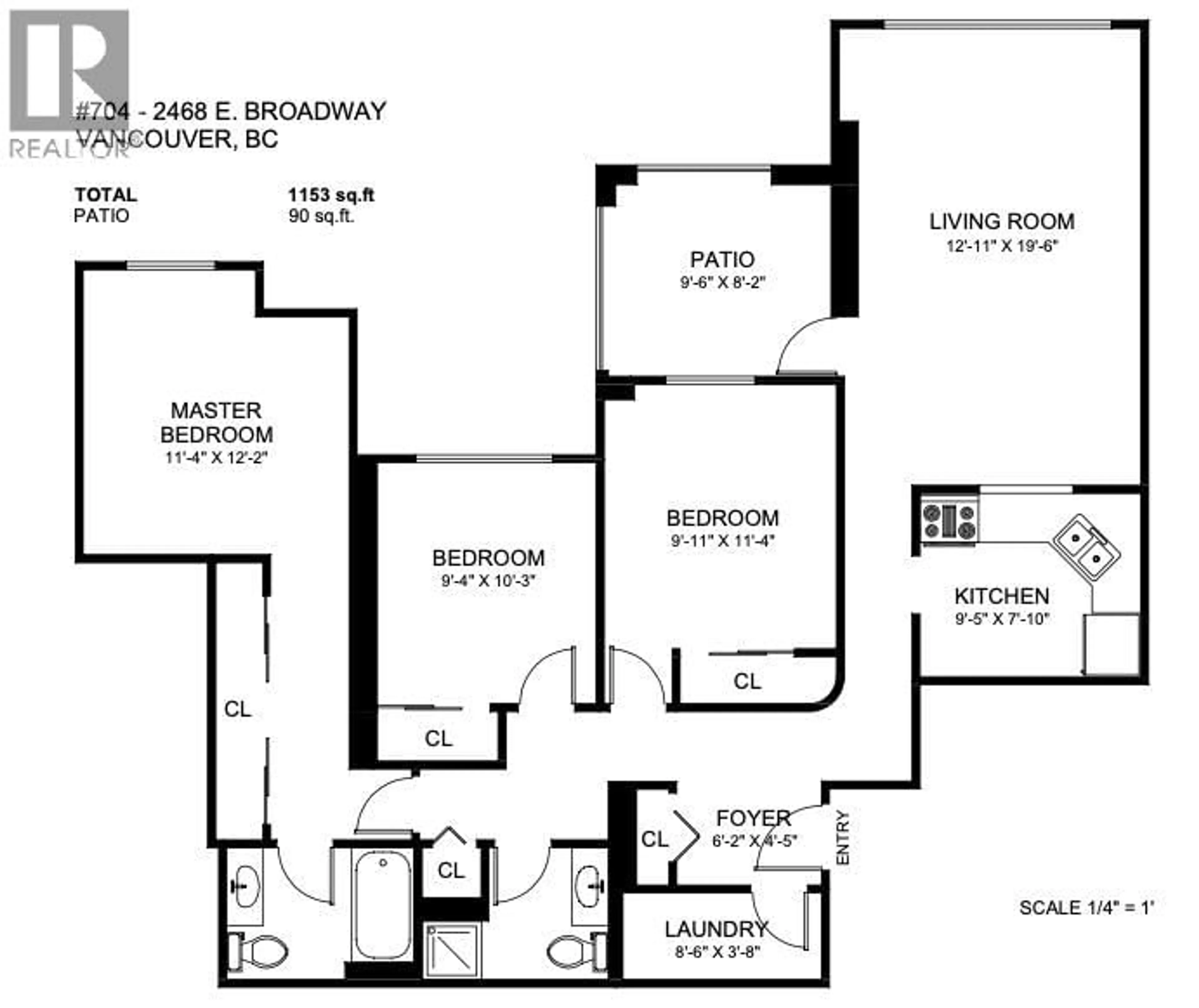 Floor plan for 704 - 2468 BROADWAY, Vancouver British Columbia V5M4V1