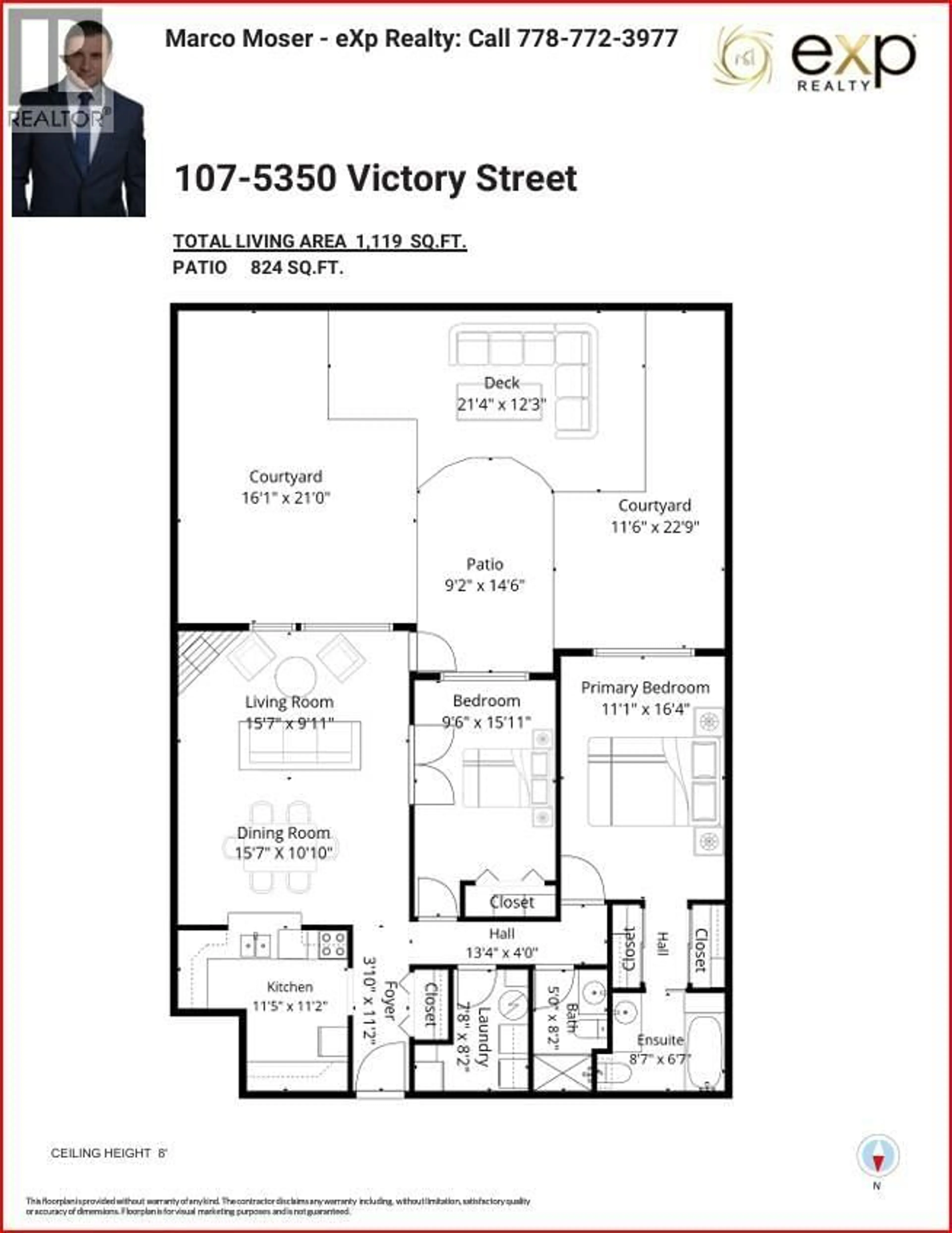 Floor plan for 107 - 5350 VICTORY STREET, Burnaby British Columbia V5J1T1