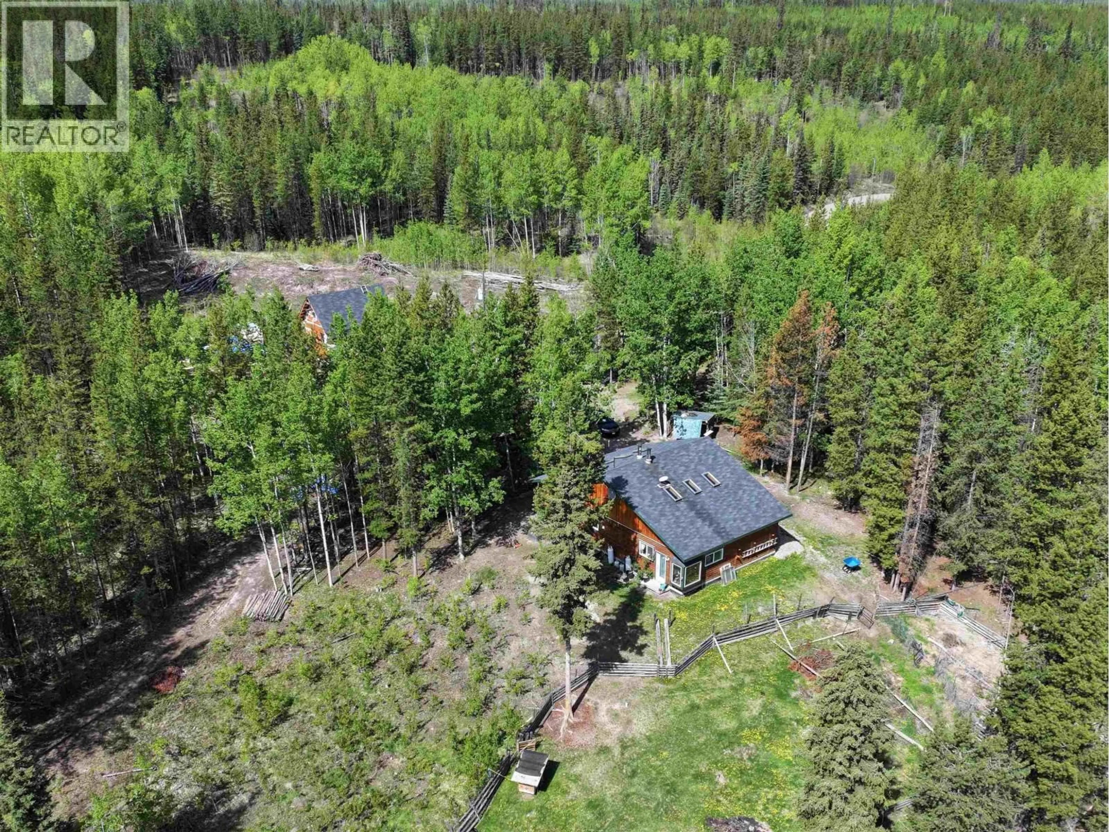 A pic from outside/outdoor area/front of a property/back of a property/a pic from drone, forest/trees view for 1791 COOPER ROAD, Quesnel British Columbia V2J3H9