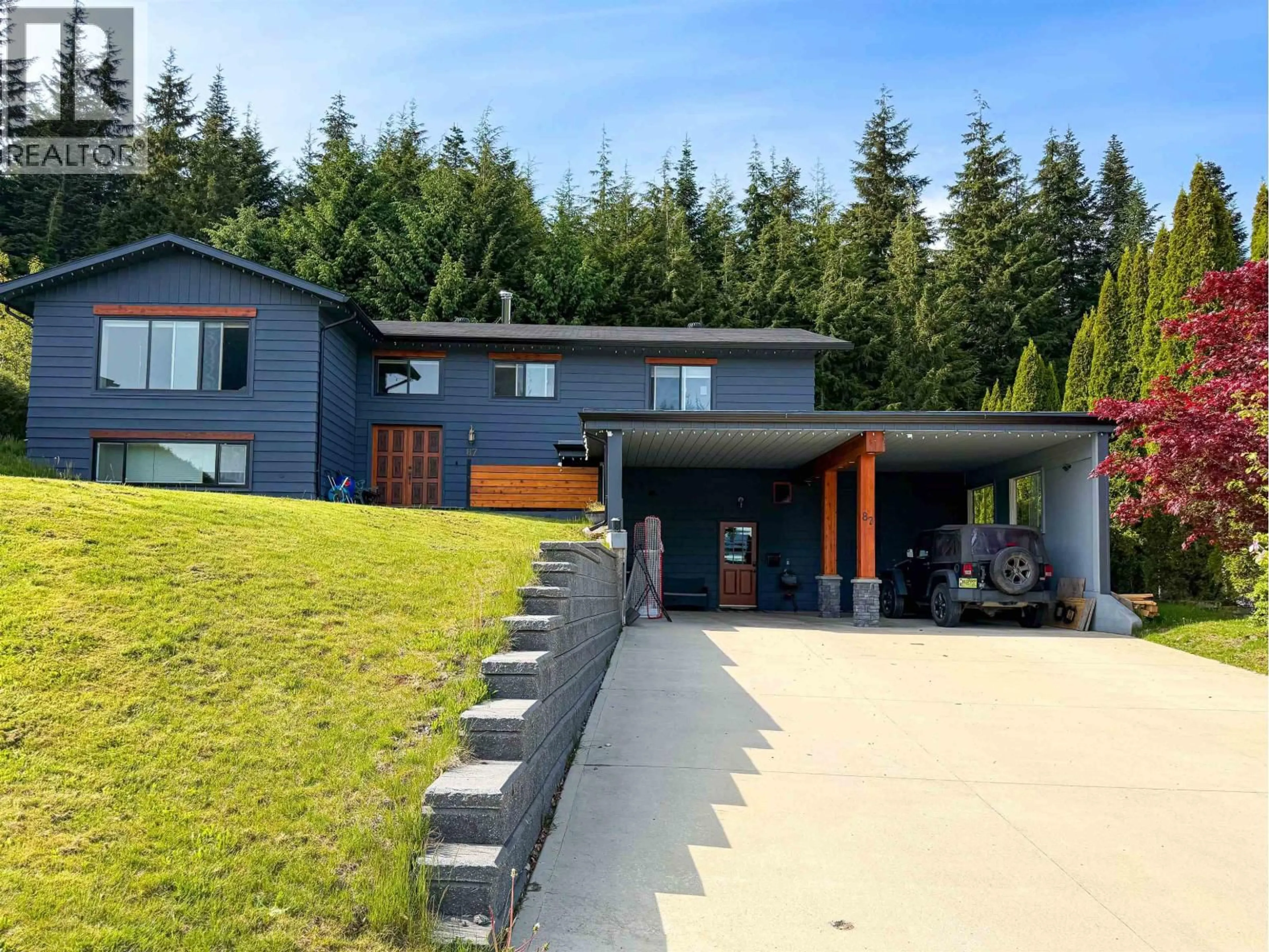 A pic from outside/outdoor area/front of a property/back of a property/a pic from drone, mountain view for 87 ANGLE STREET, Kitimat British Columbia V8C2M9