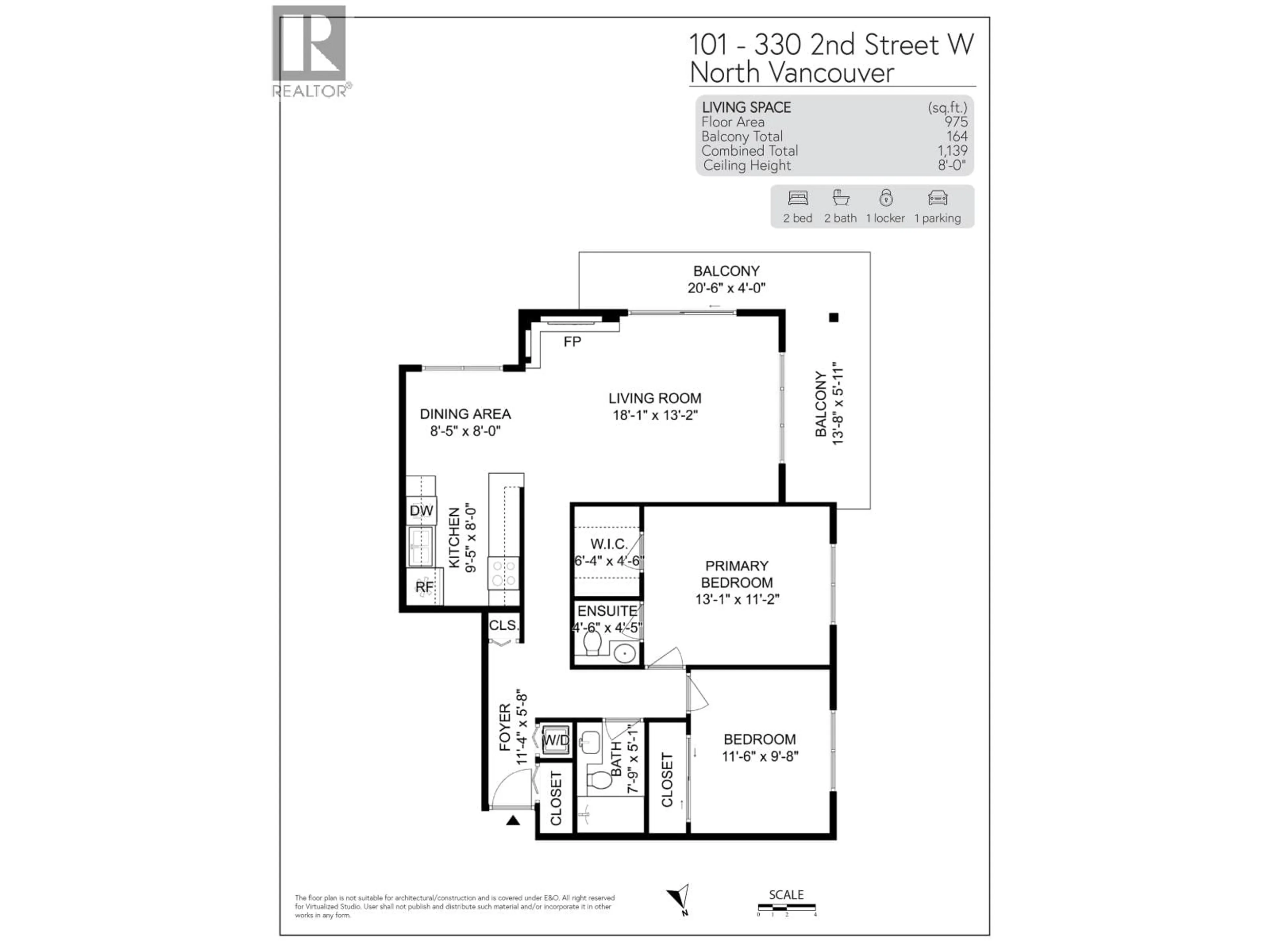 Floor plan for 101 - 330 2D STREET, North Vancouver British Columbia V7M1E1