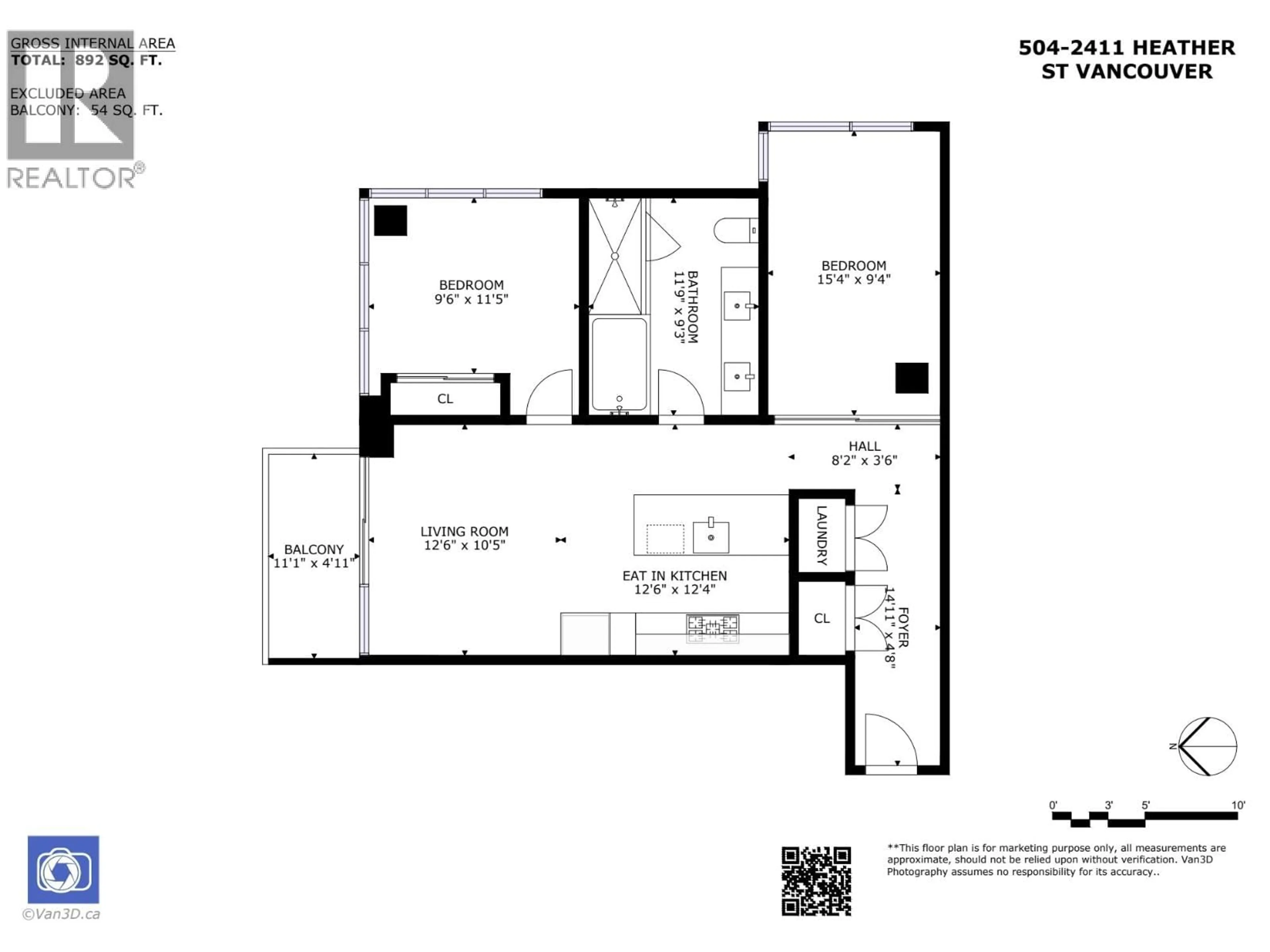 Floor plan for 504 - 2411 HEATHER STREET, Vancouver British Columbia V5Z0B7