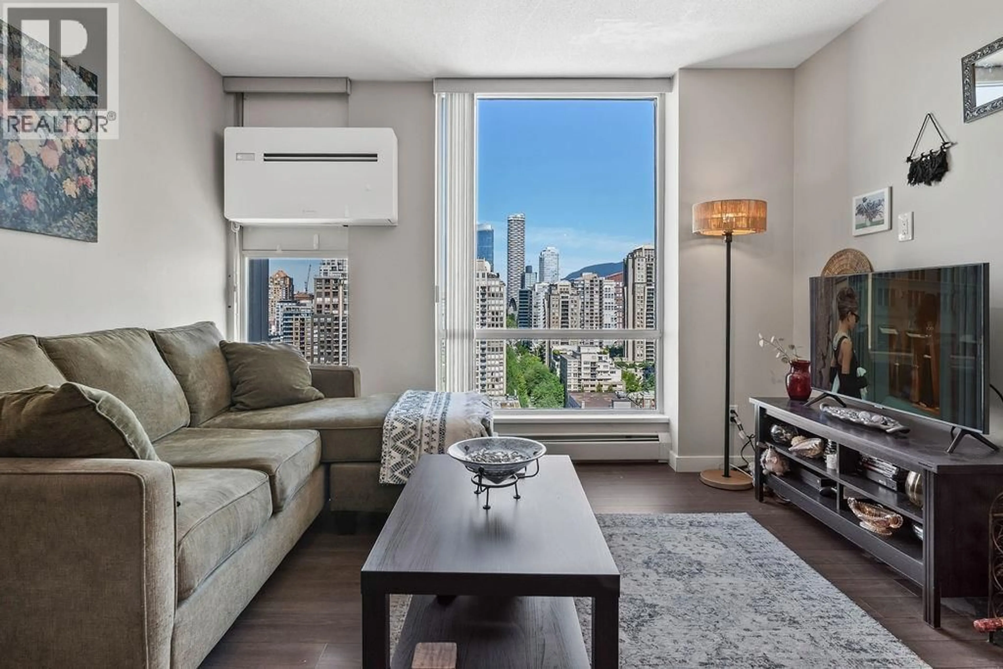 Living room with furniture, wood/laminate floor for 2801 - 1008 CAMBIE STREET, Vancouver British Columbia V6B6J7