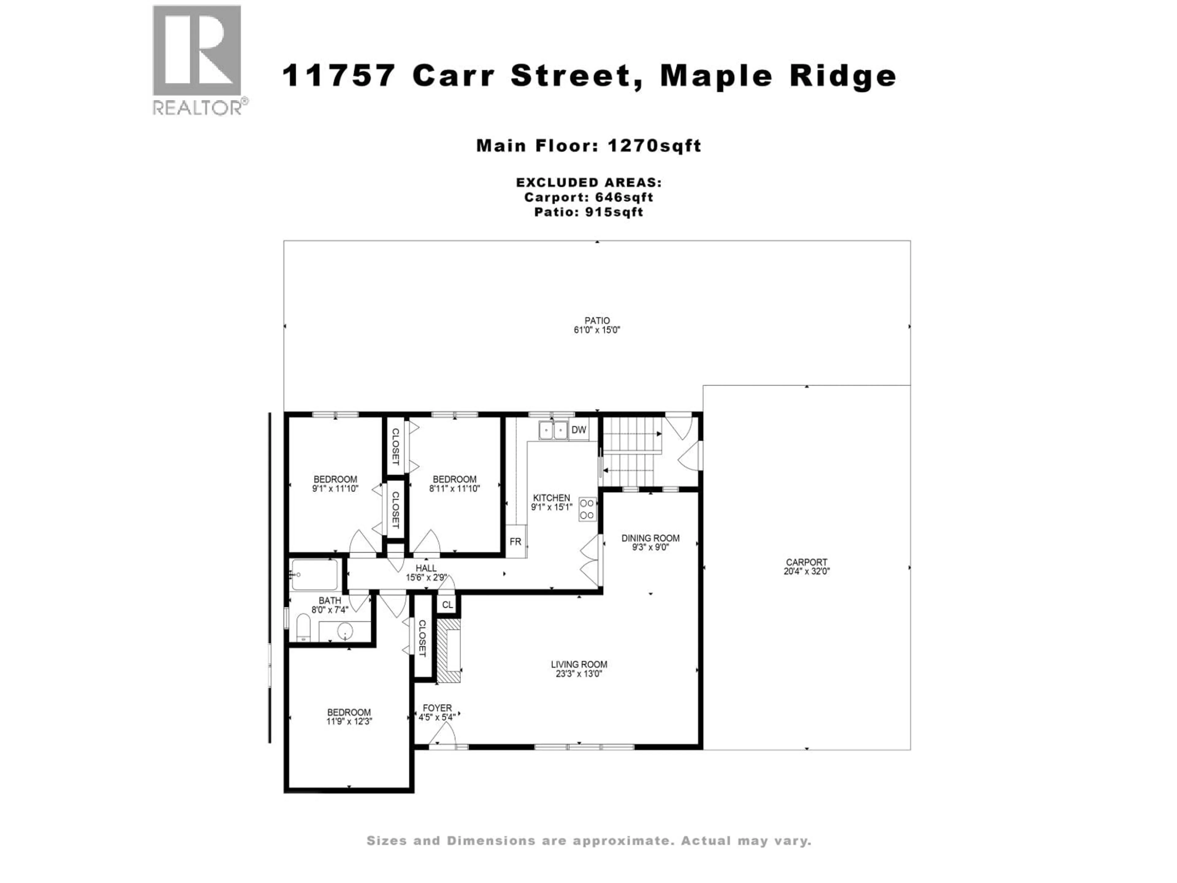 Floor plan for 11757 CARR STREET, Maple Ridge British Columbia V2X5N1