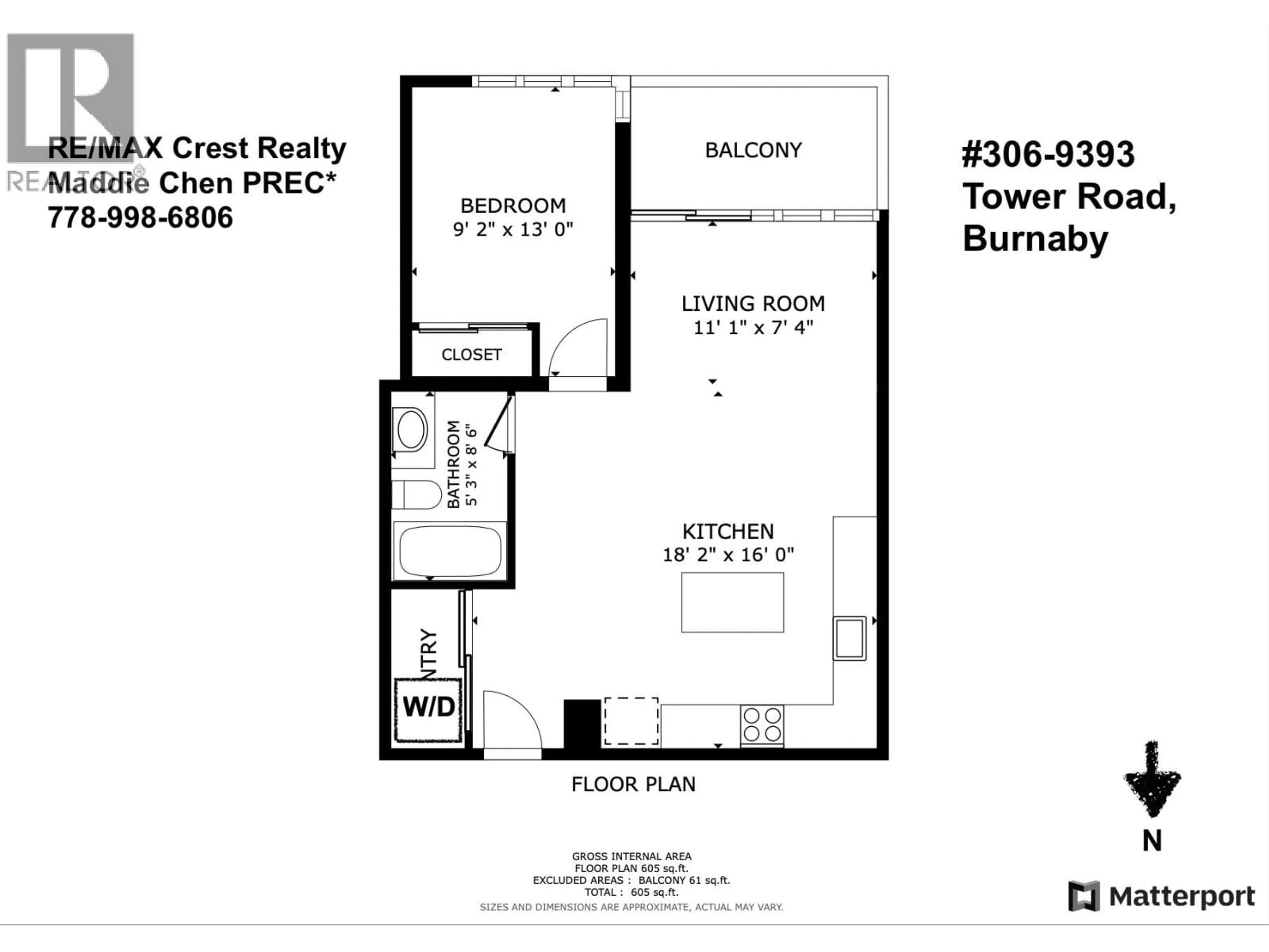 Floor plan for 306 - 9393 TOWER ROAD, Burnaby British Columbia V5A0E2
