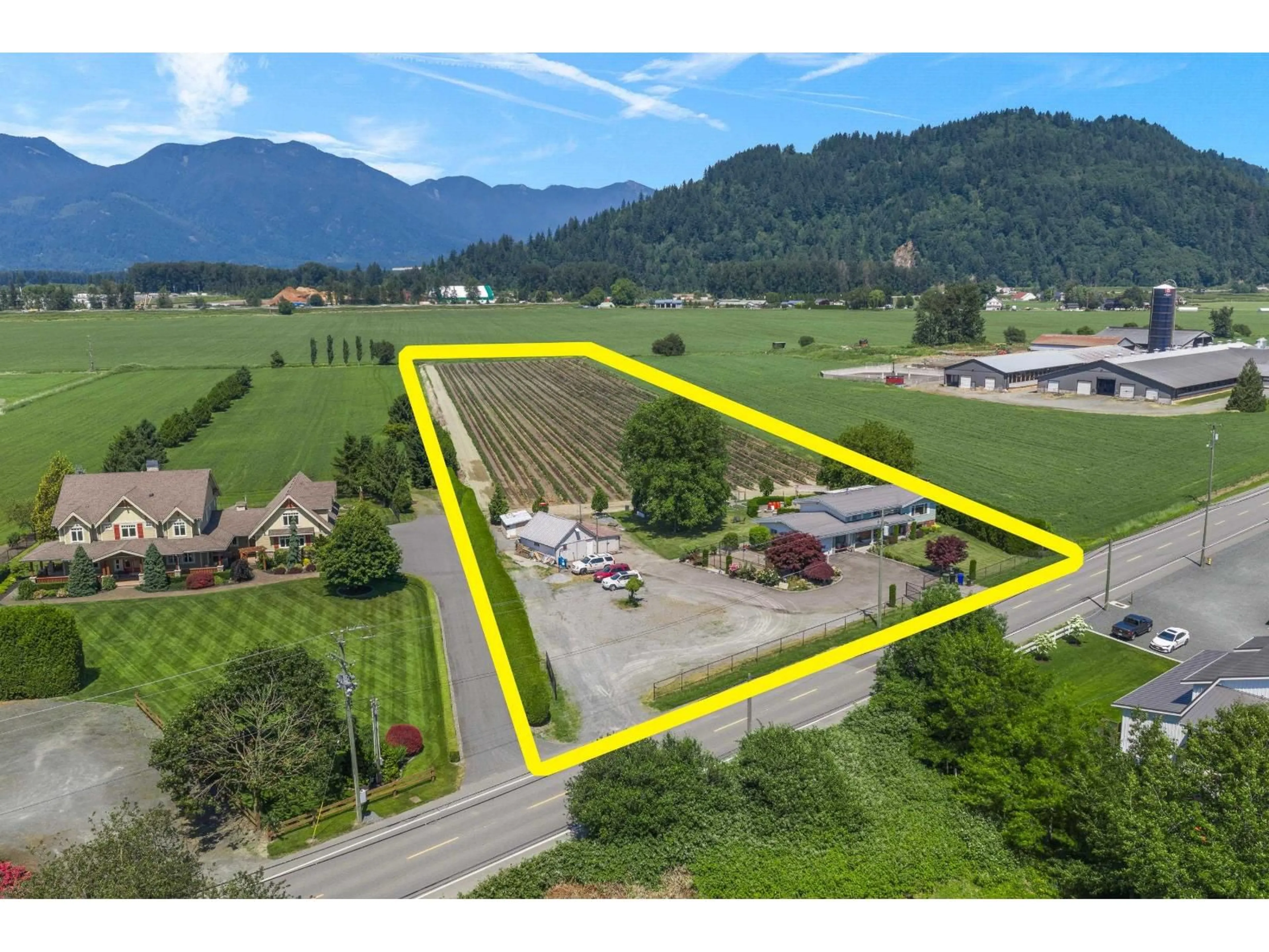 A pic from outside/outdoor area/front of a property/back of a property/a pic from drone, mountain view for 42505 YALE ROAD, Sardis - Greendale British Columbia V2R4J4