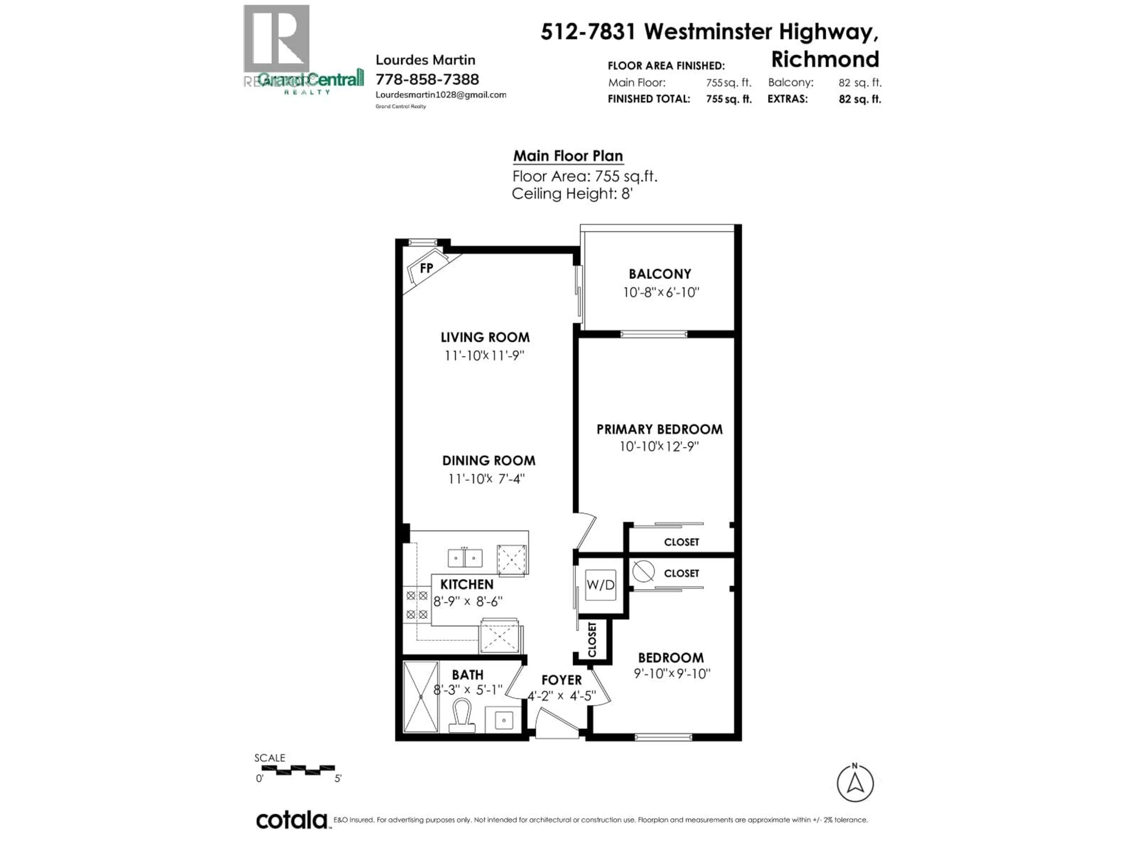 Floor plan for 512 - 7831 WESTMINSTER HIGHWAY, Richmond British Columbia V6X1A4
