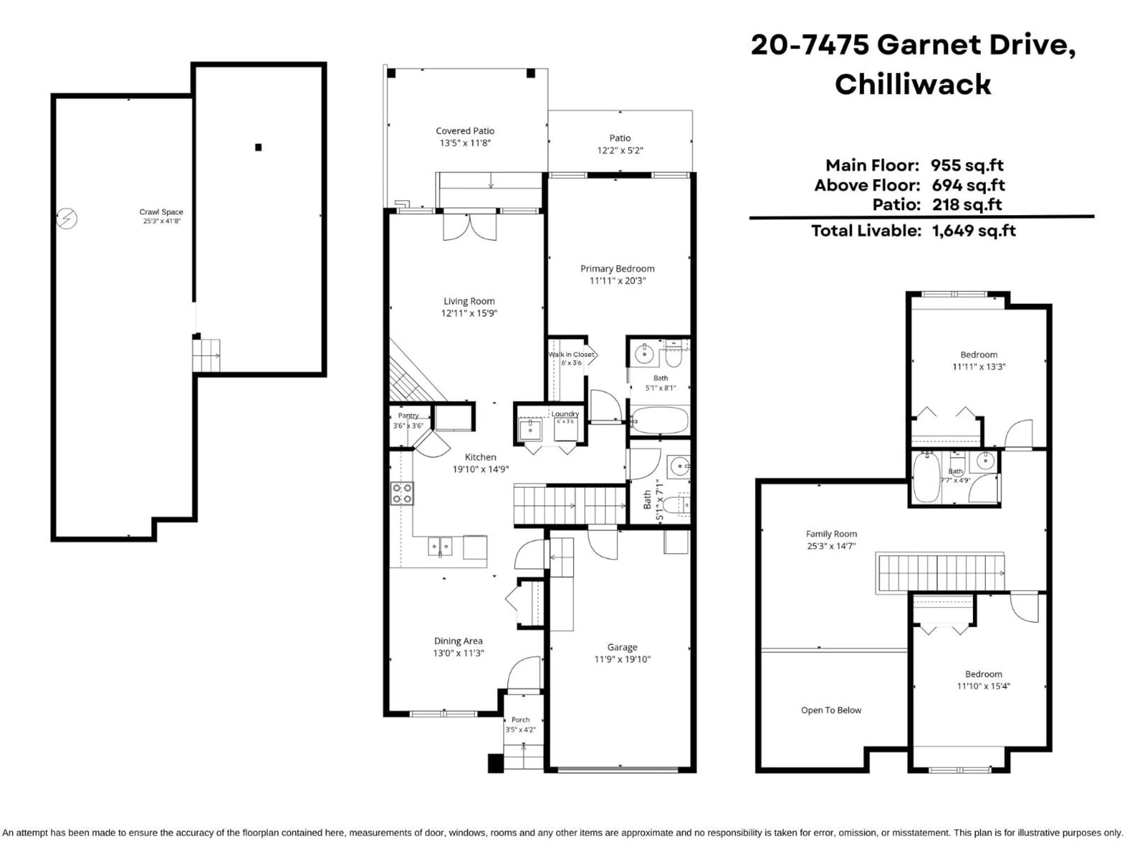 Floor plan for 20 - 7475 GARNET DRIVE, Chilliwack British Columbia V2R5W7