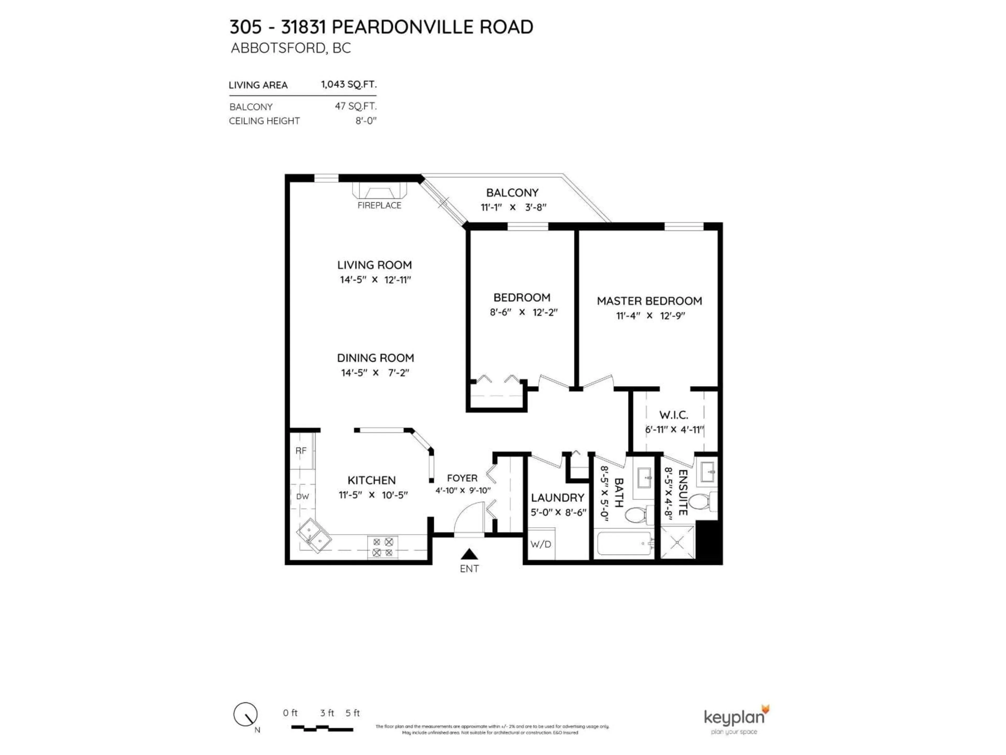 Floor plan for 305 - 31831 PEARDONVILLE ROAD, Abbotsford British Columbia V2T1L5