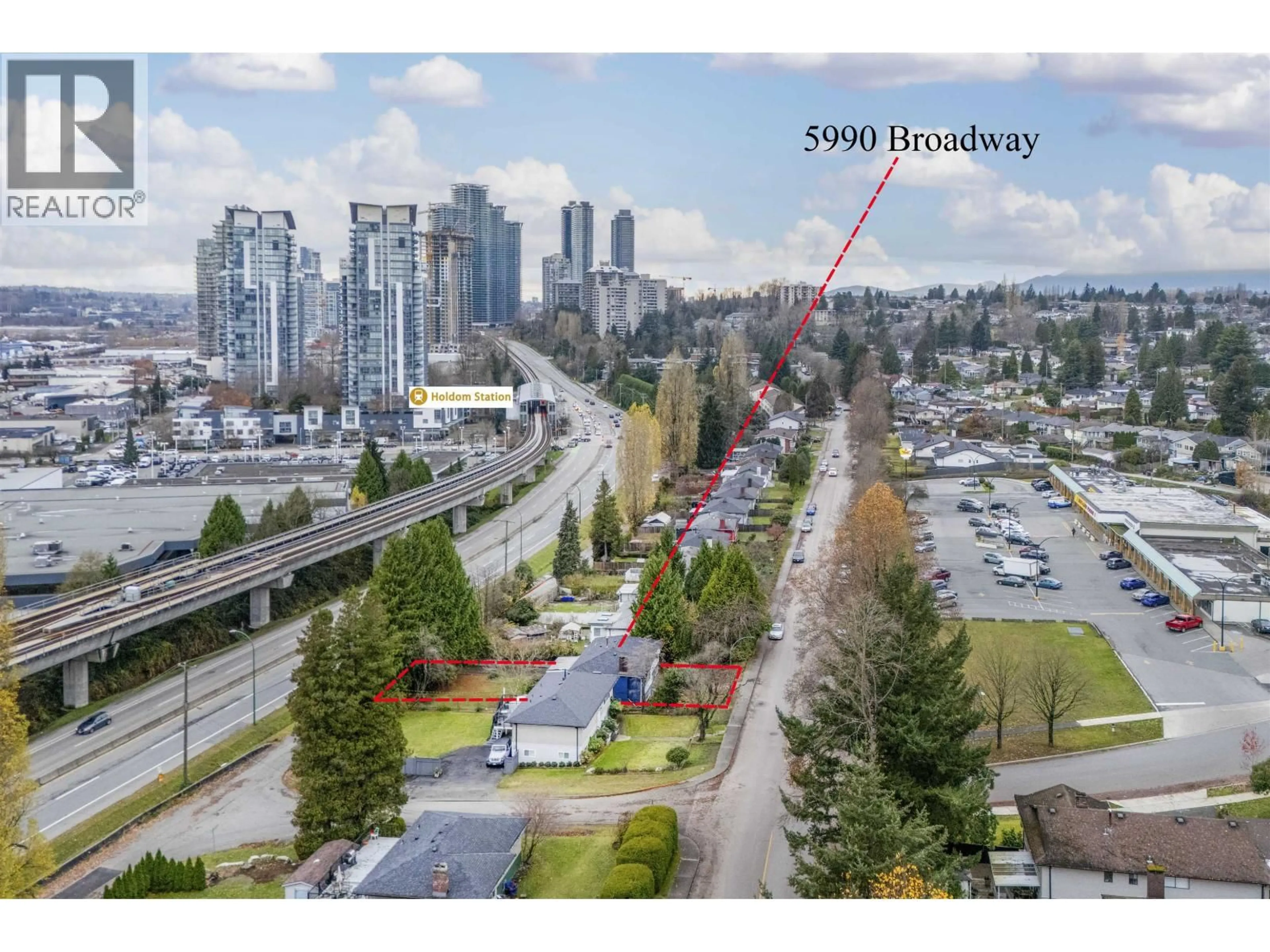 A pic from outside/outdoor area/front of a property/back of a property/a pic from drone, city buildings view from balcony for 5990 BROADWAY, Burnaby British Columbia V5B2X9