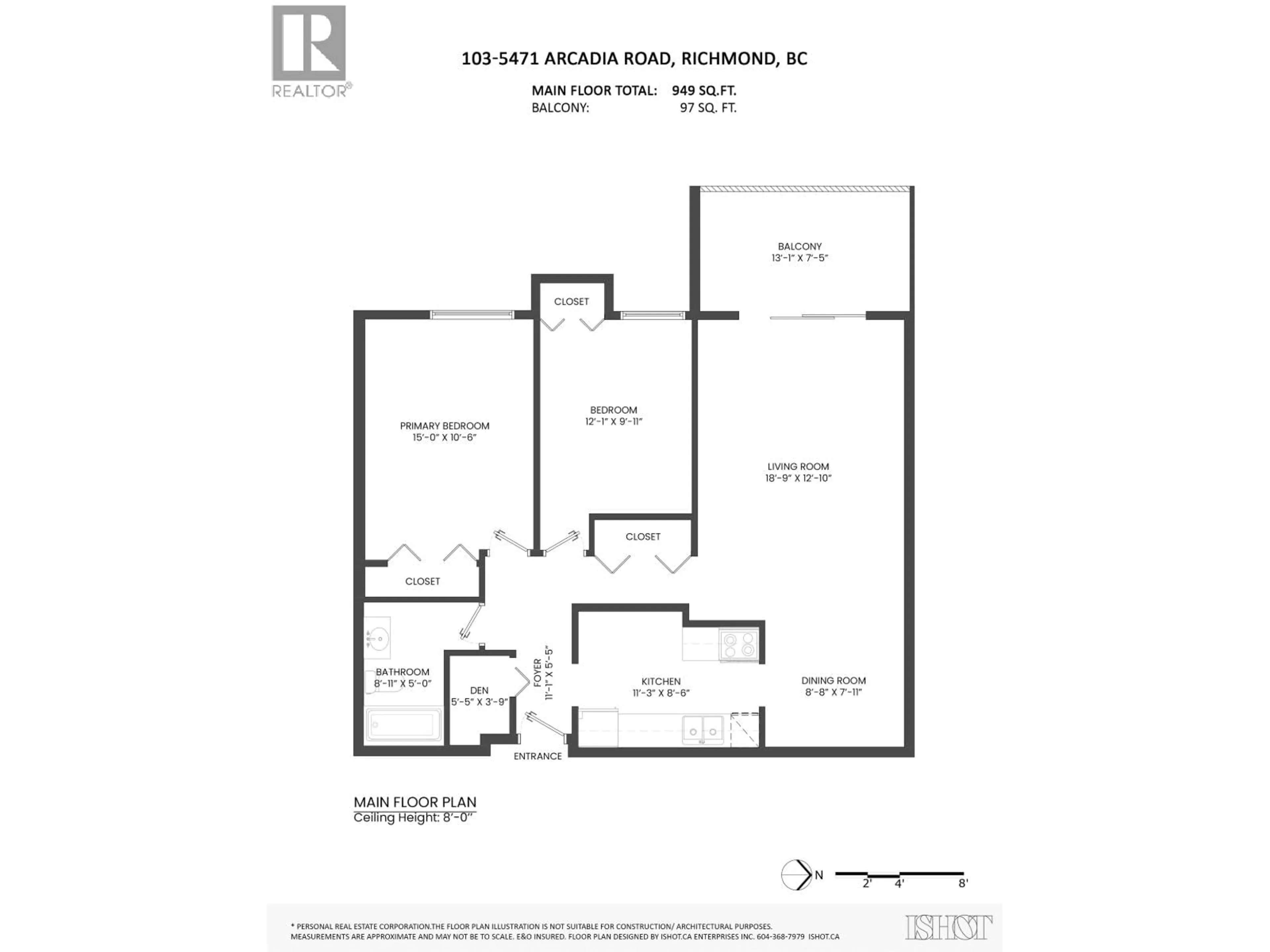 Floor plan for 103 - 5471 ARCADIA ROAD, Richmond British Columbia V6X2H1