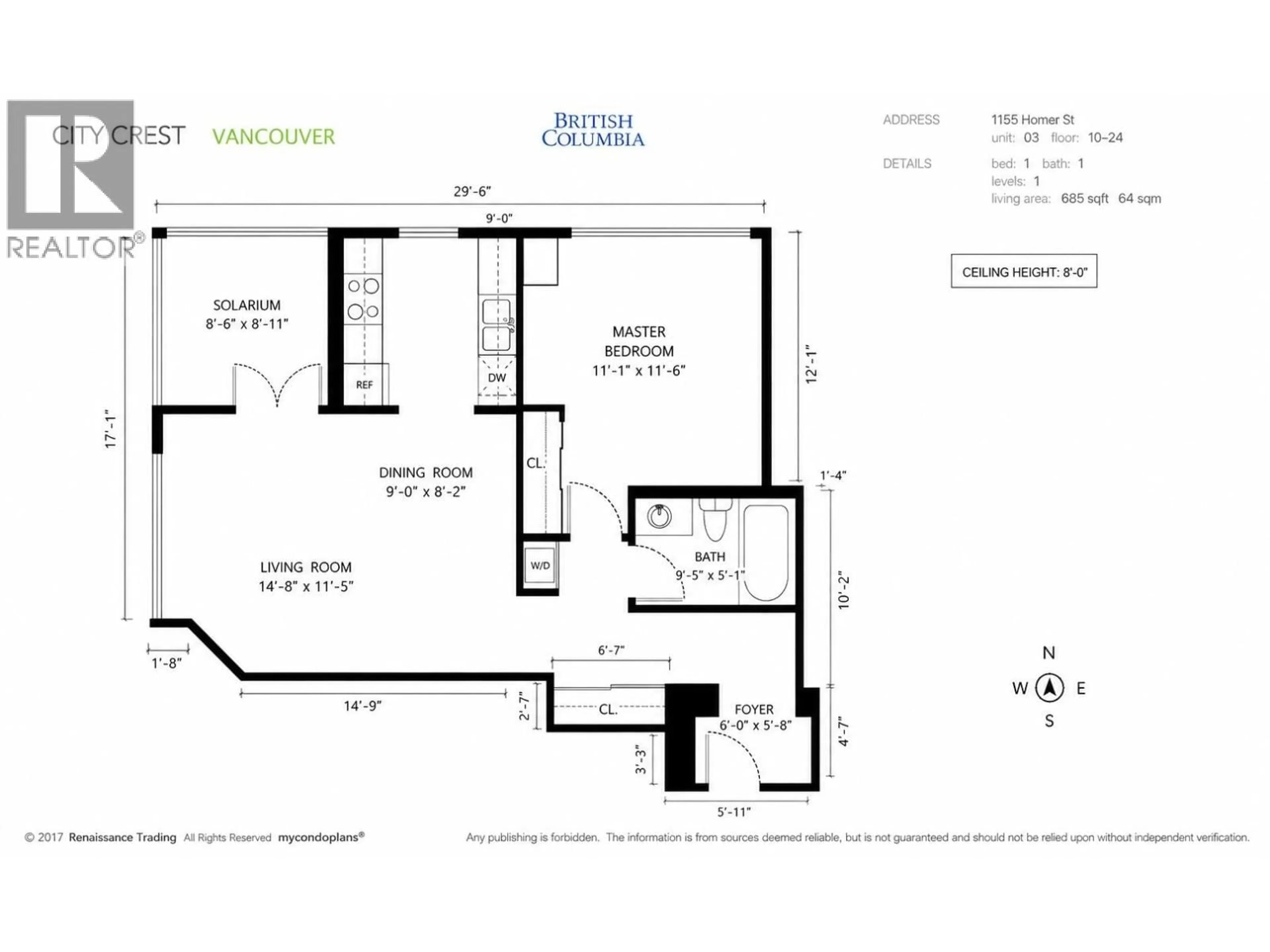 Floor plan for 2403 - 1155 HOMER STREET, Vancouver British Columbia V6B5T5