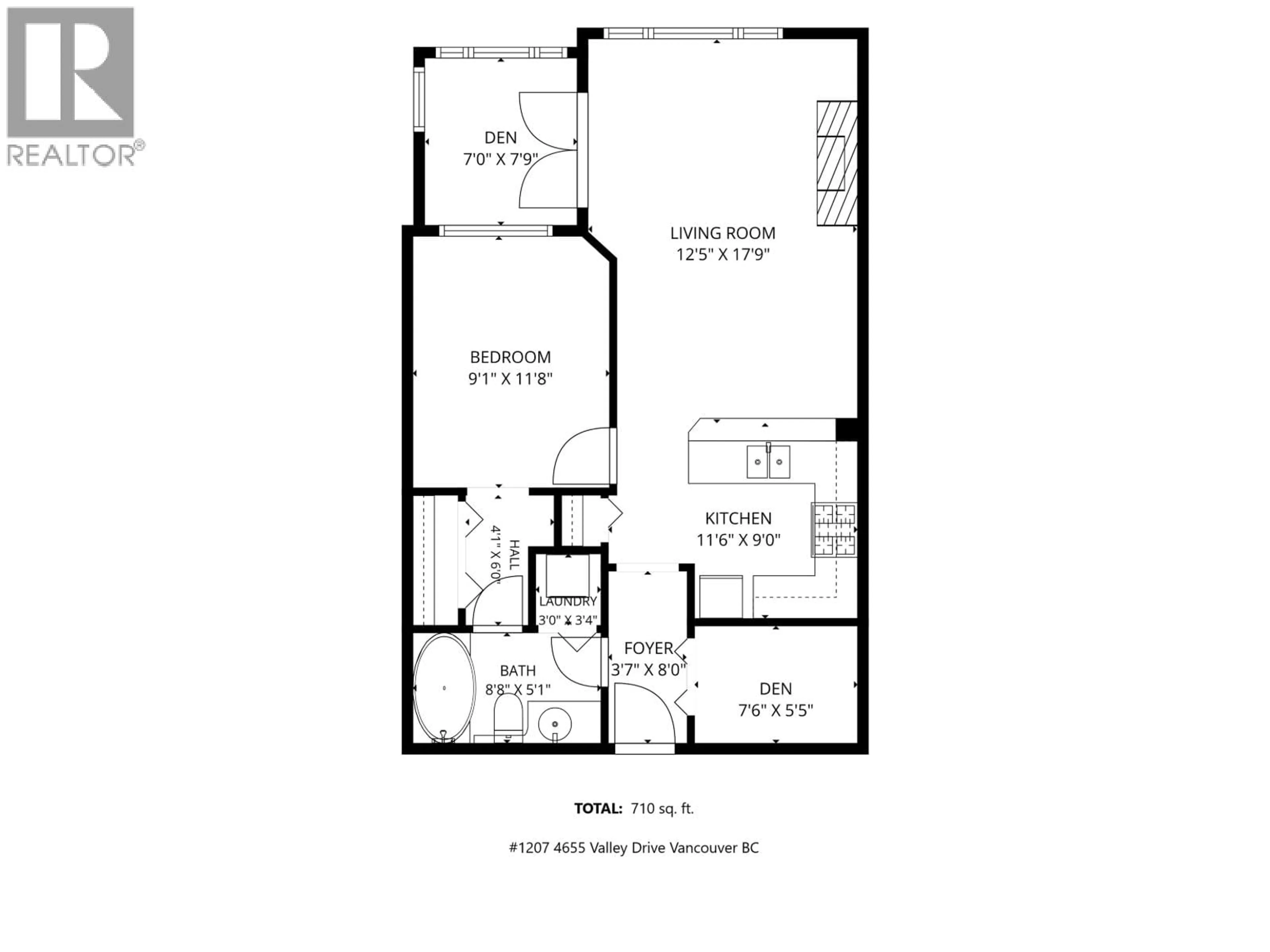 Floor plan for 1207 - 4655 VALLEY DRIVE, Vancouver British Columbia V6J5L6