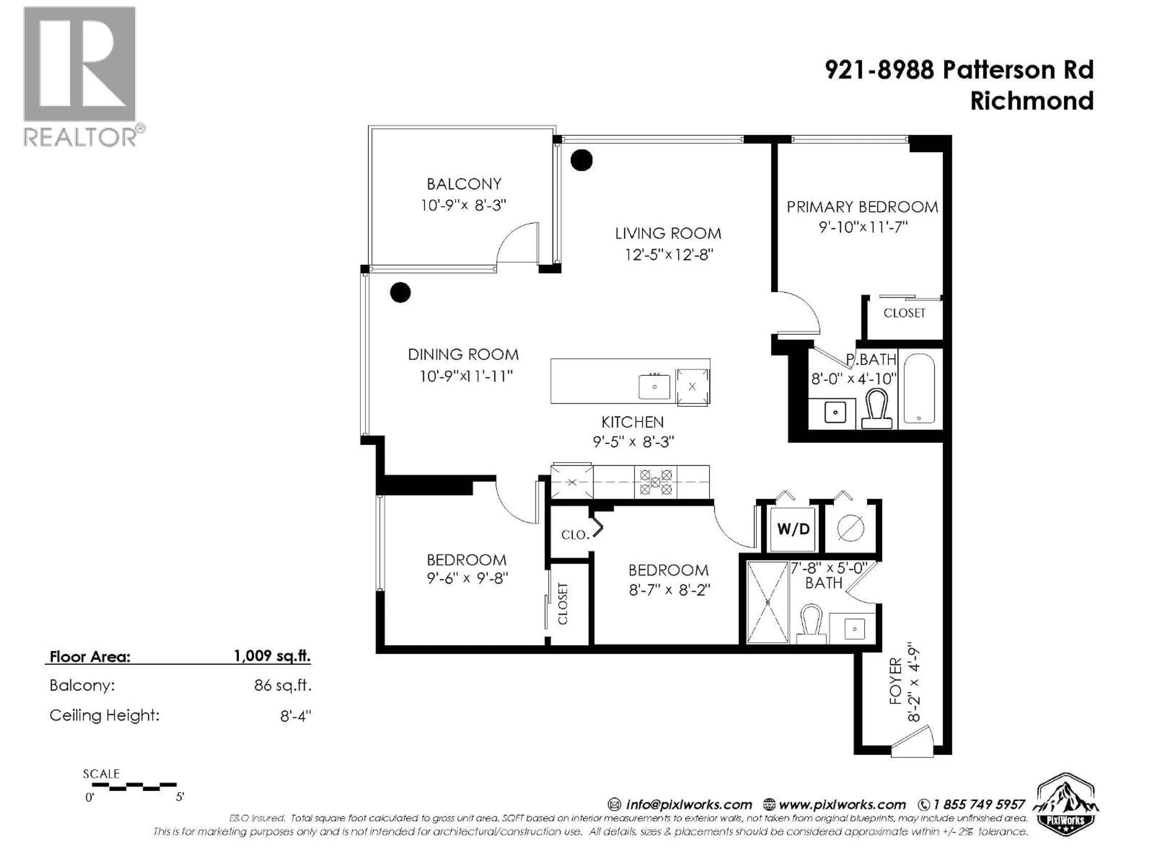Floor plan for 921 - 8988 PATTERSON ROAD, Richmond British Columbia V6X0R2