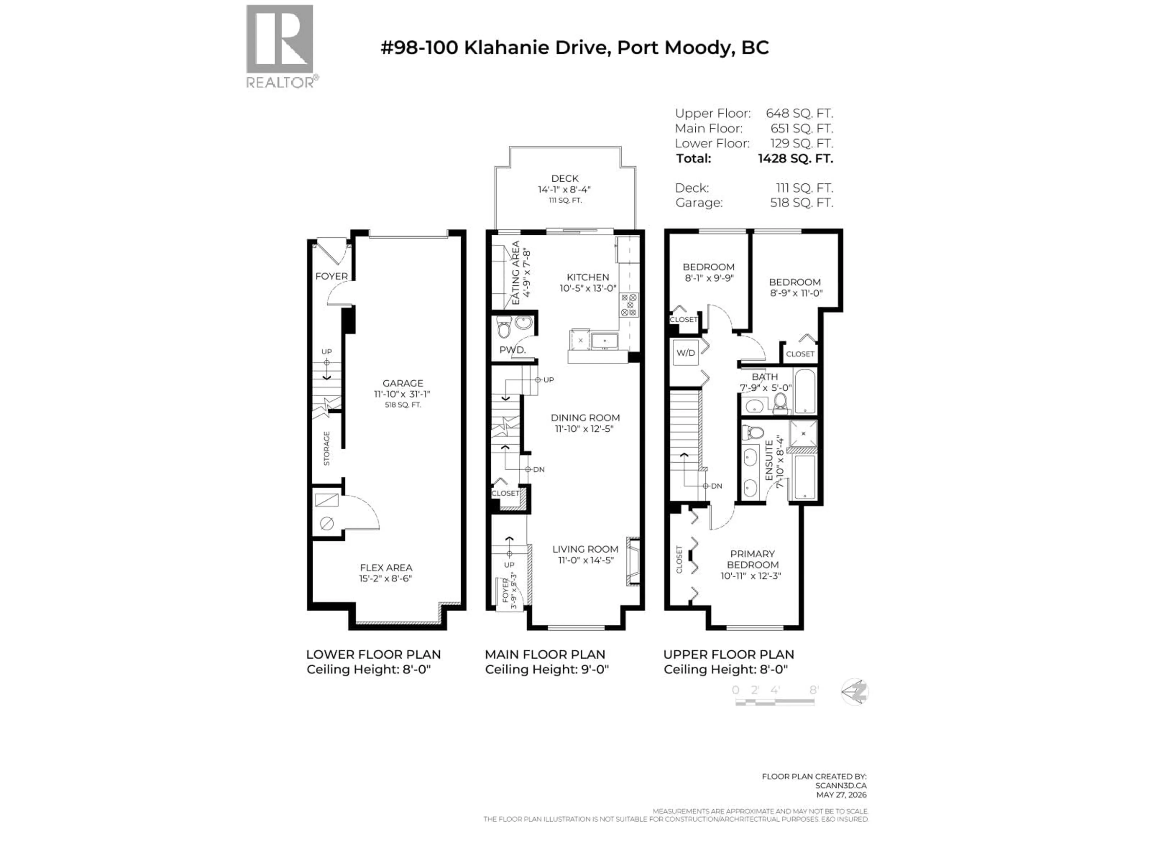 Floor plan for 98 - 100 KLAHANIE DRIVE, Port Moody British Columbia V3H5K3