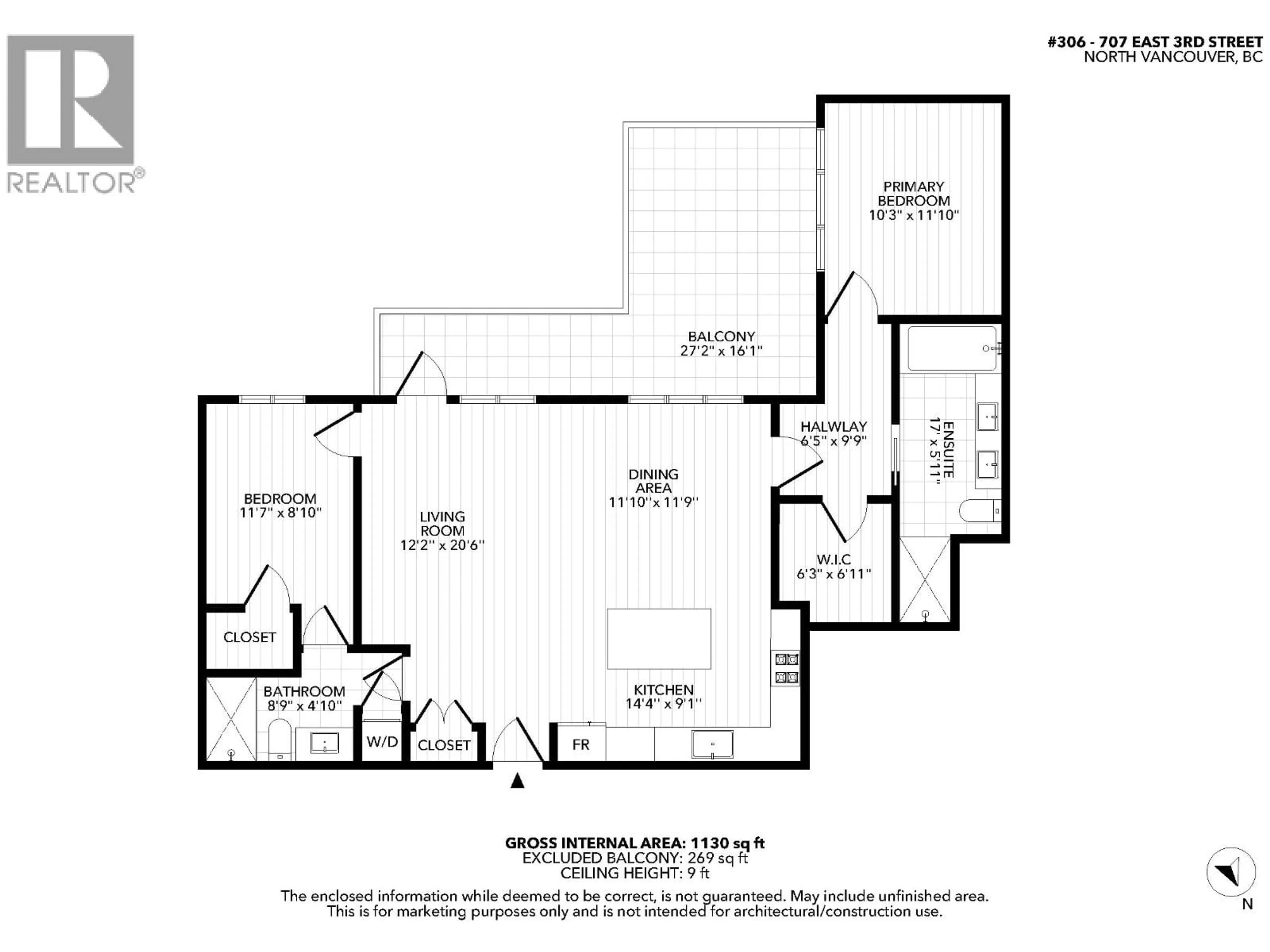 Floor plan for 306 - 707 3RD STREET, North Vancouver British Columbia V7L1G8