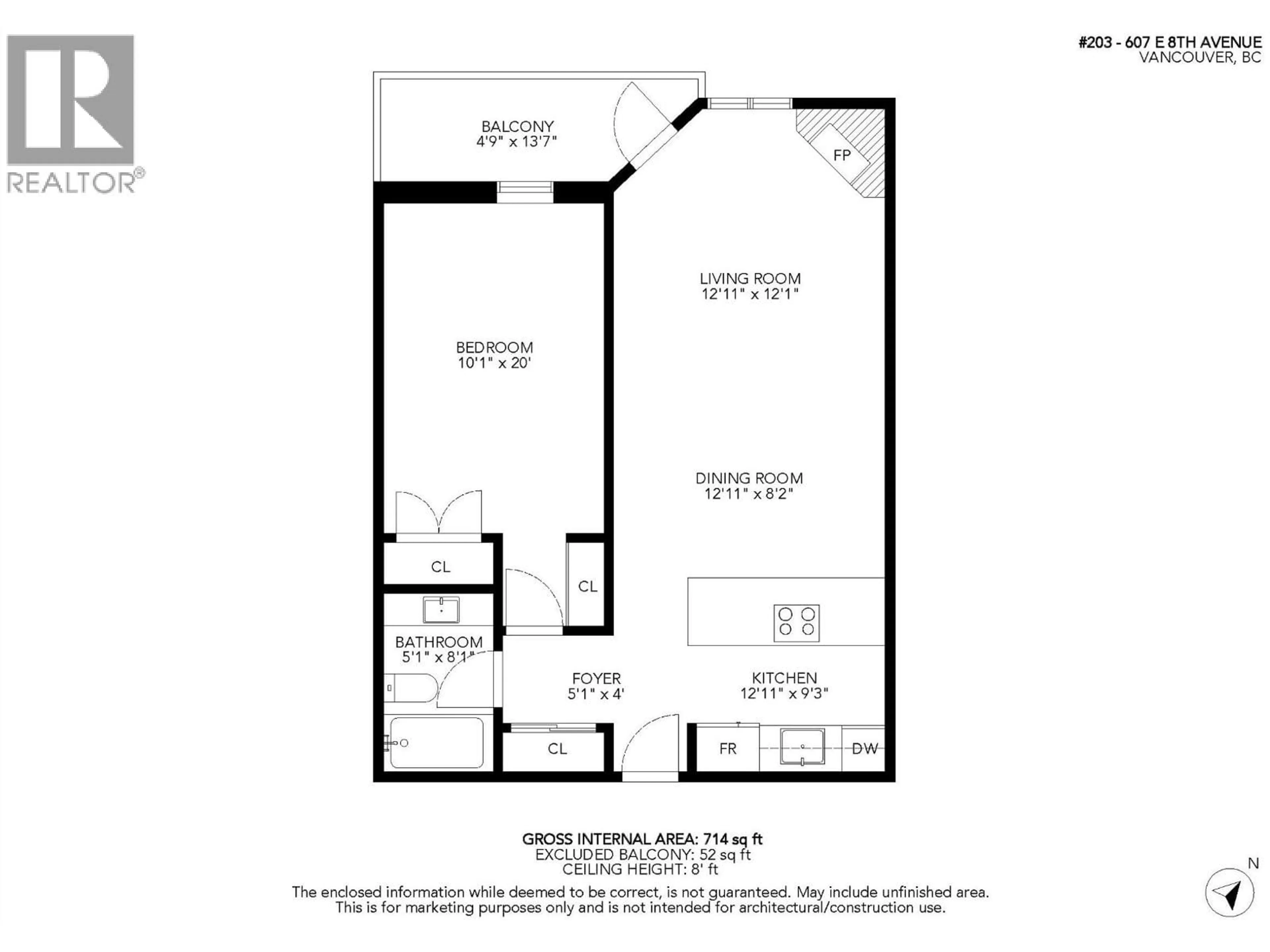 Floor plan for 203 - 607 8TH AVENUE, Vancouver British Columbia V5T1T2