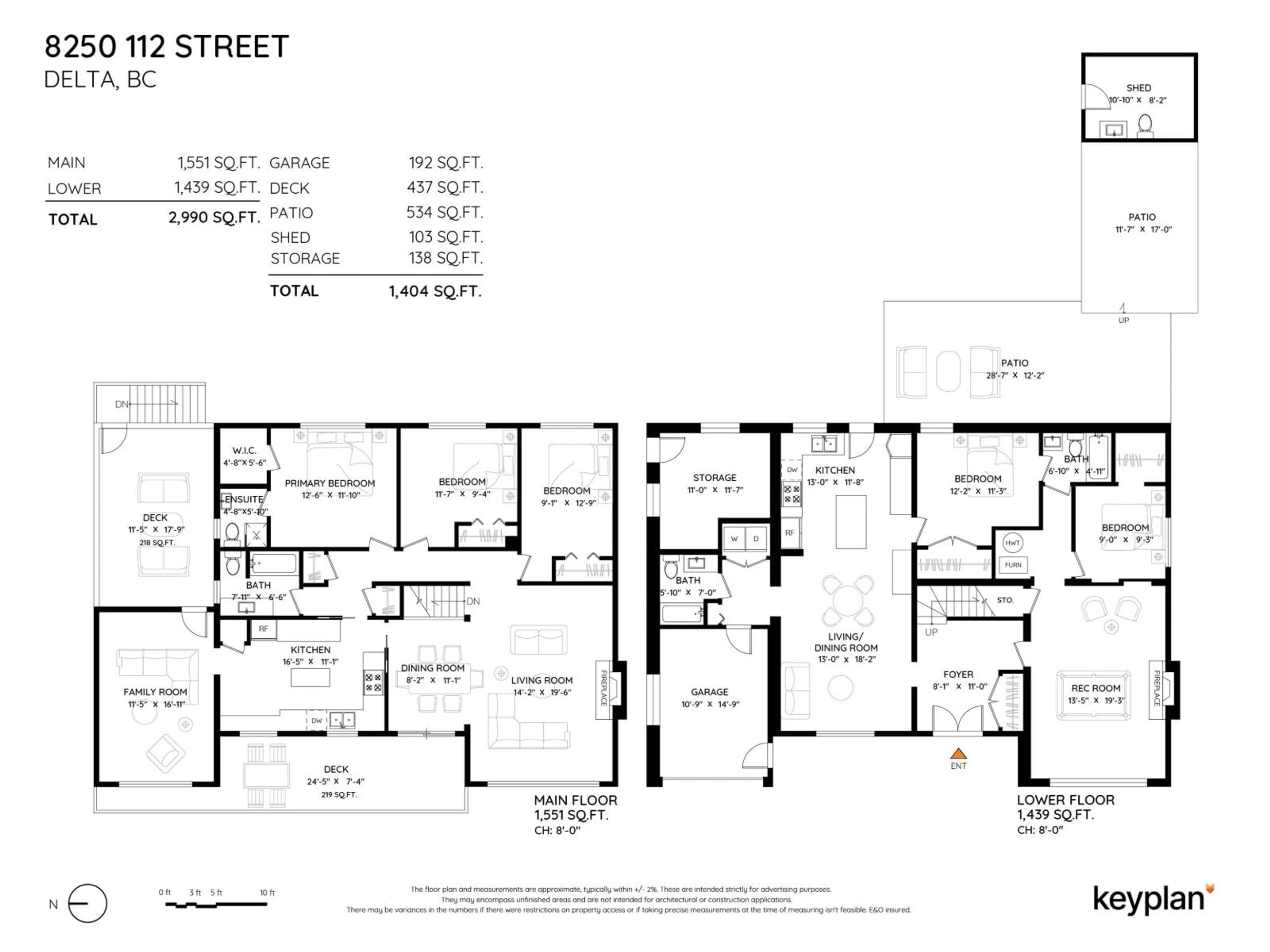 Floor plan for 8250 112 STREET, Delta British Columbia V4C4W6