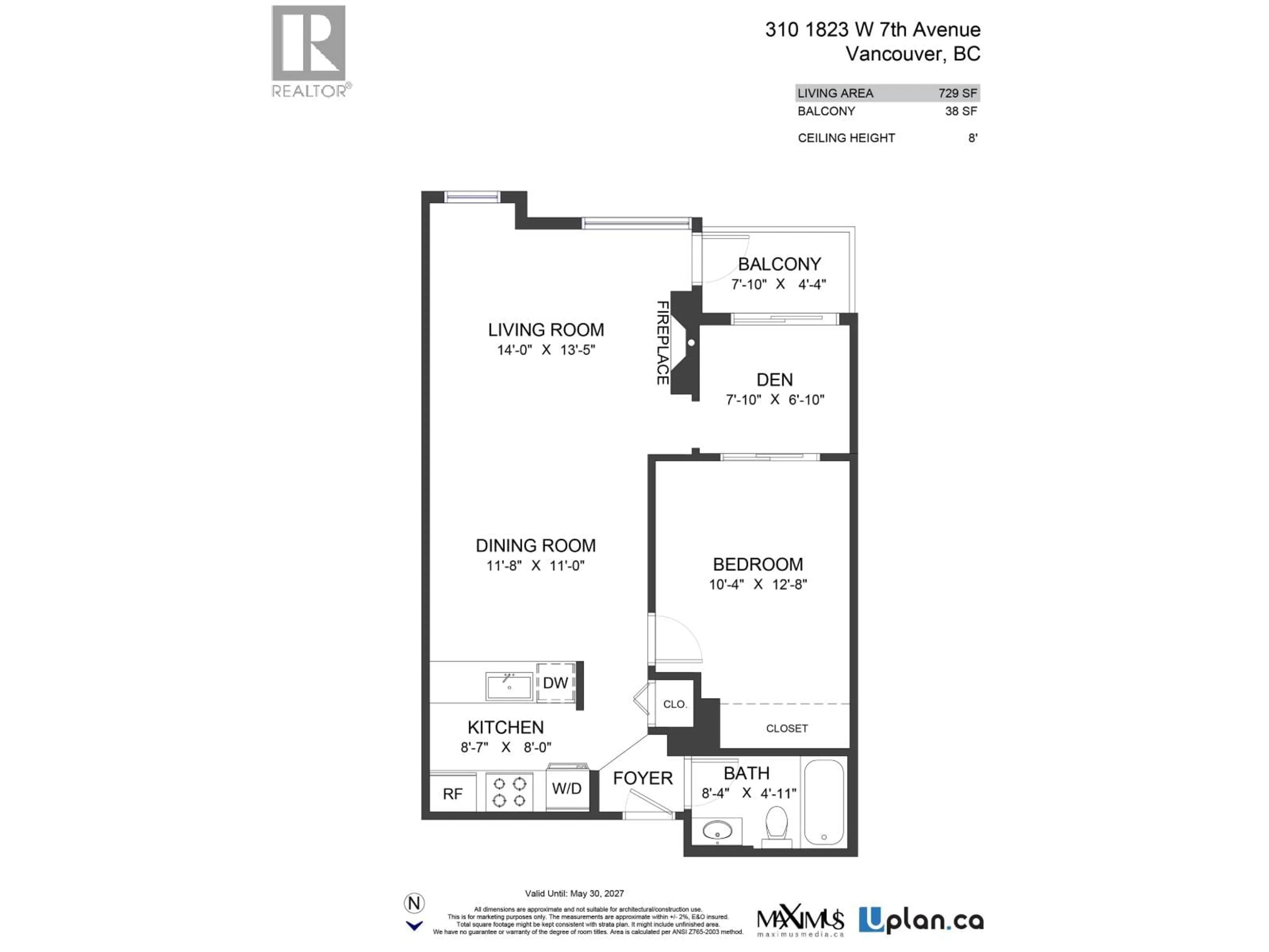 Floor plan for 310 - 1823 7TH AVENUE, Vancouver British Columbia V6J5K5