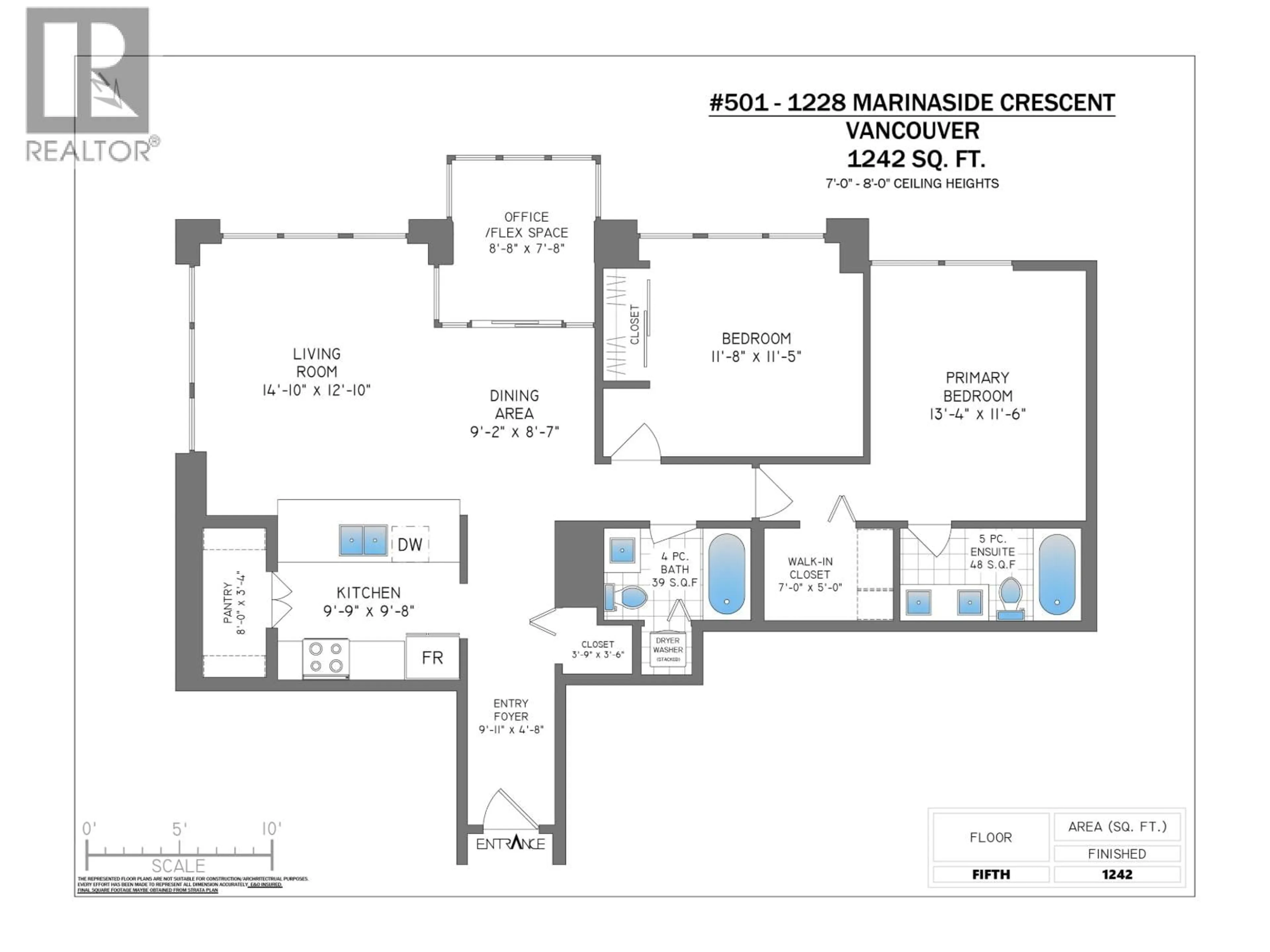 Floor plan for 501 - 1228 MARINASIDE CRESCENT, Vancouver British Columbia V6Z2W4