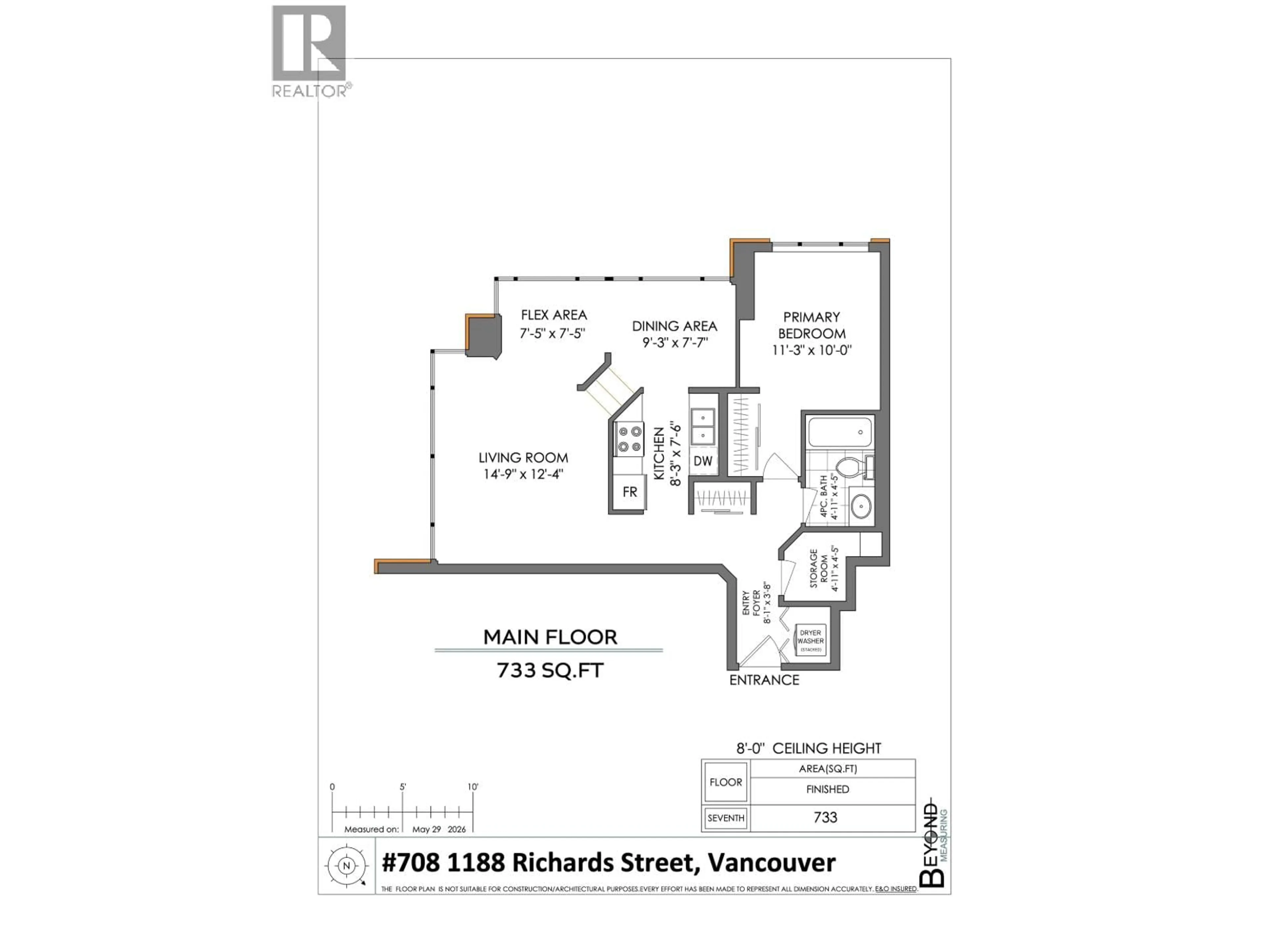 Floor plan for 708 - 1188 RICHARDS STREET, Vancouver British Columbia V6B3E6