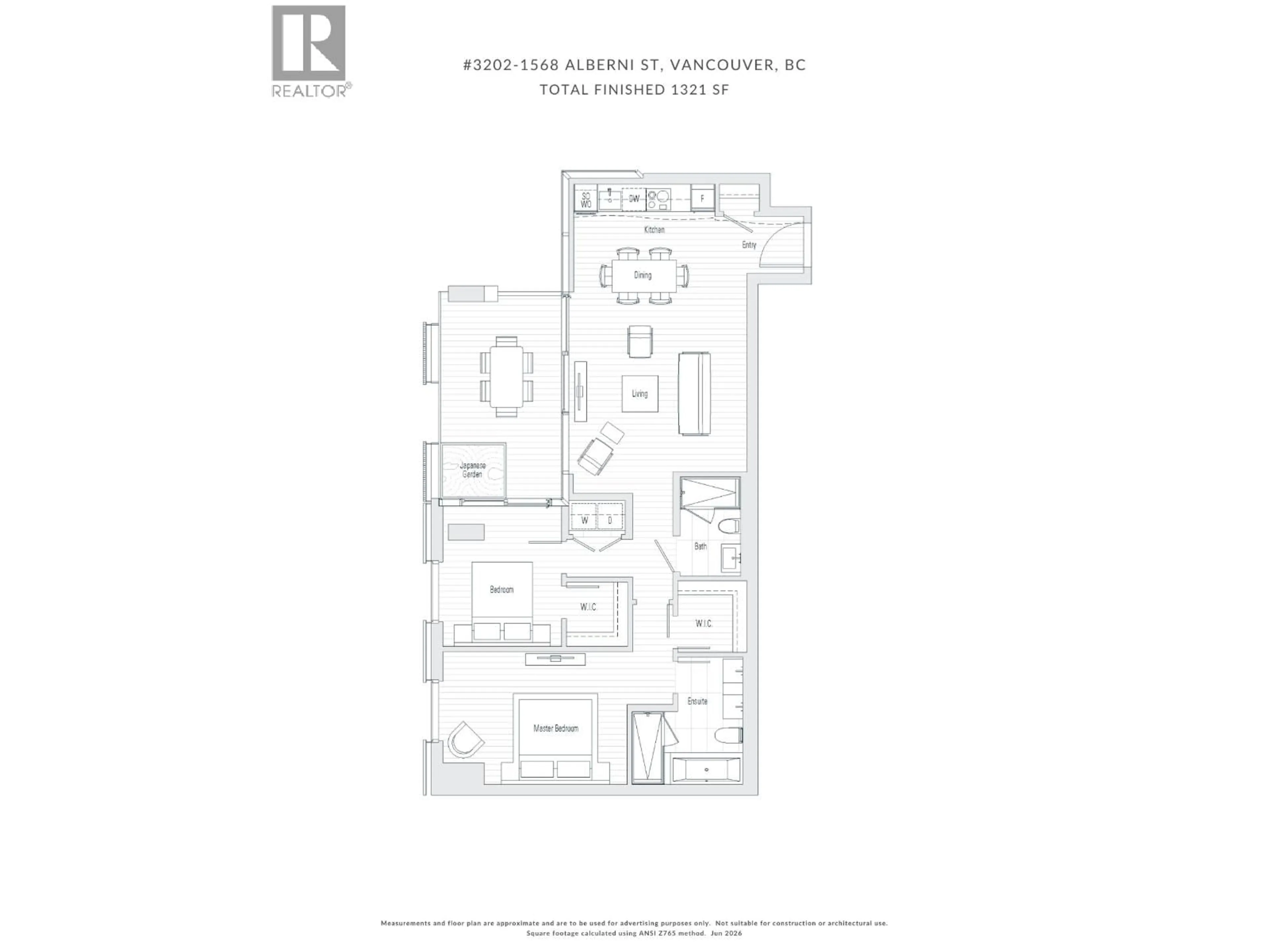 Floor plan for 3202 - 1568 ALBERNI STREET, Vancouver British Columbia V6G0E3