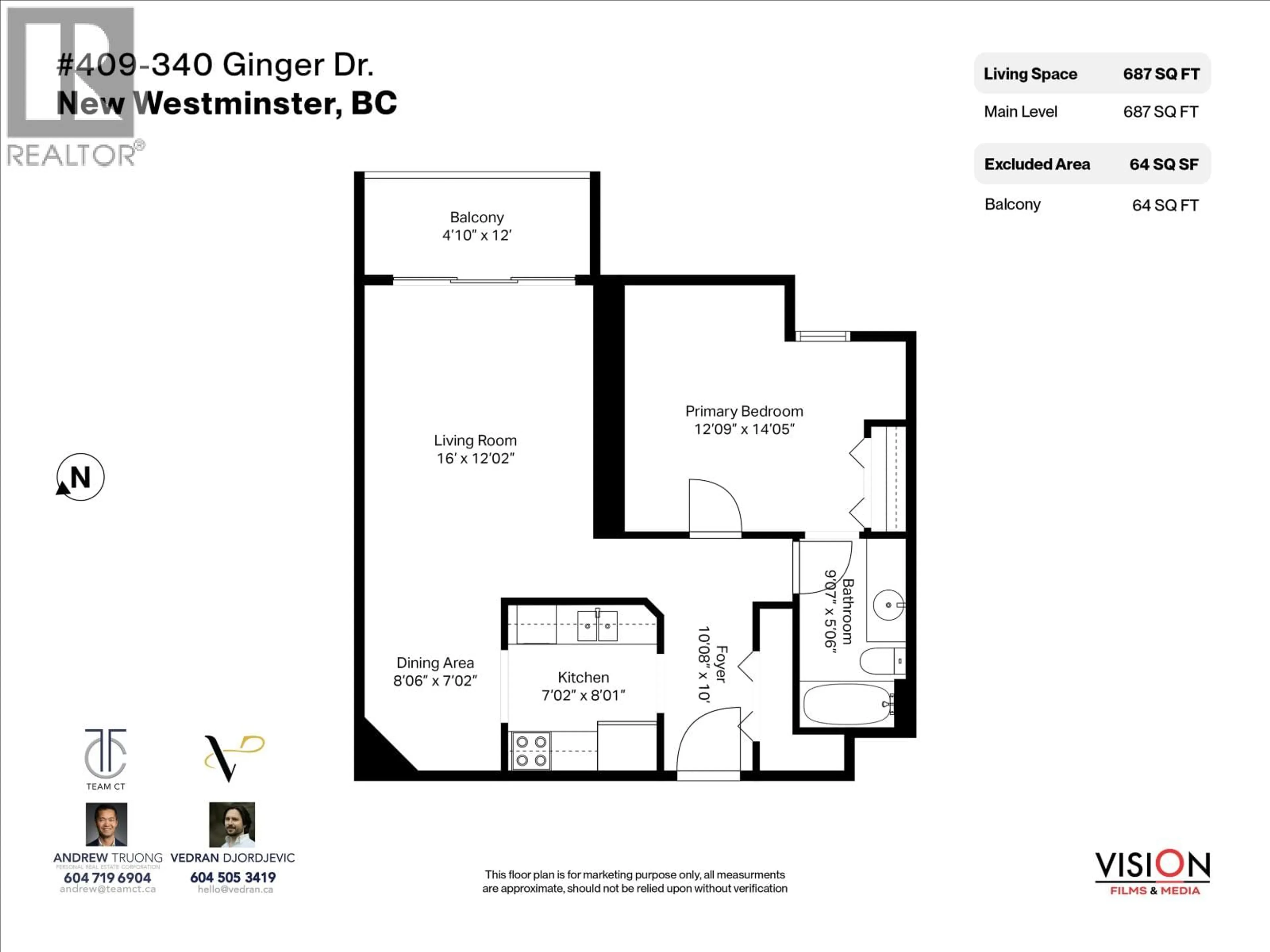 Floor plan for 409 - 340 GINGER DRIVE, New Westminster British Columbia V3L5L7