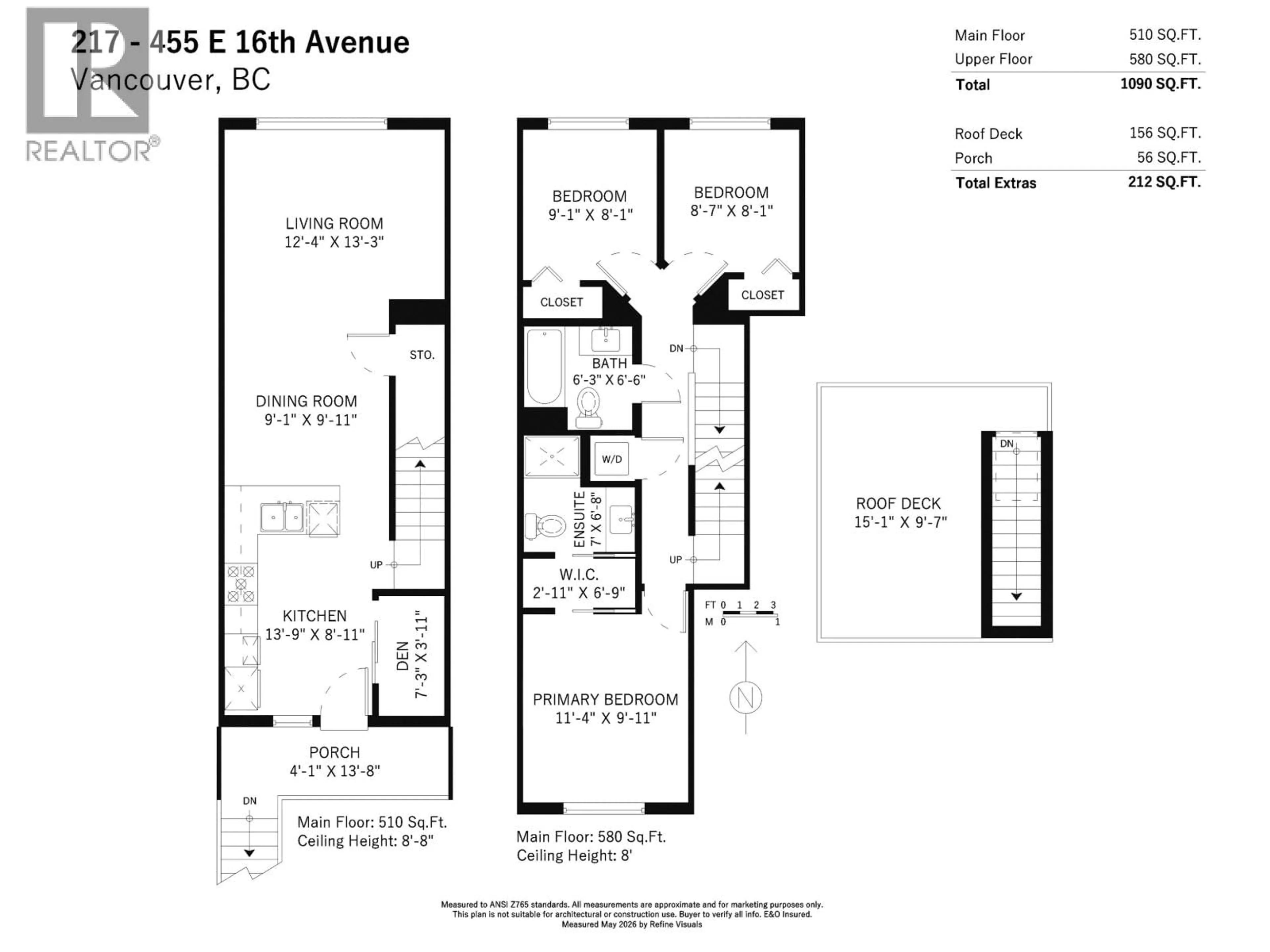 Floor plan for 217 - 455 16TH AVENUE, Vancouver British Columbia V5T2T8