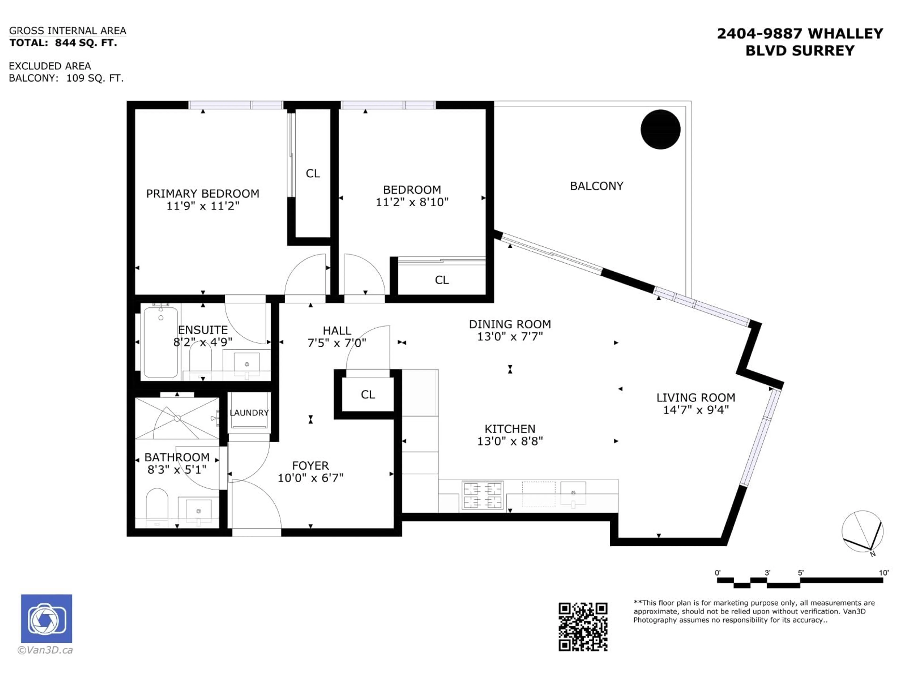 Floor plan for 2404 - 9887 WHALLEY BOULEVARD, Surrey British Columbia V3T0P4