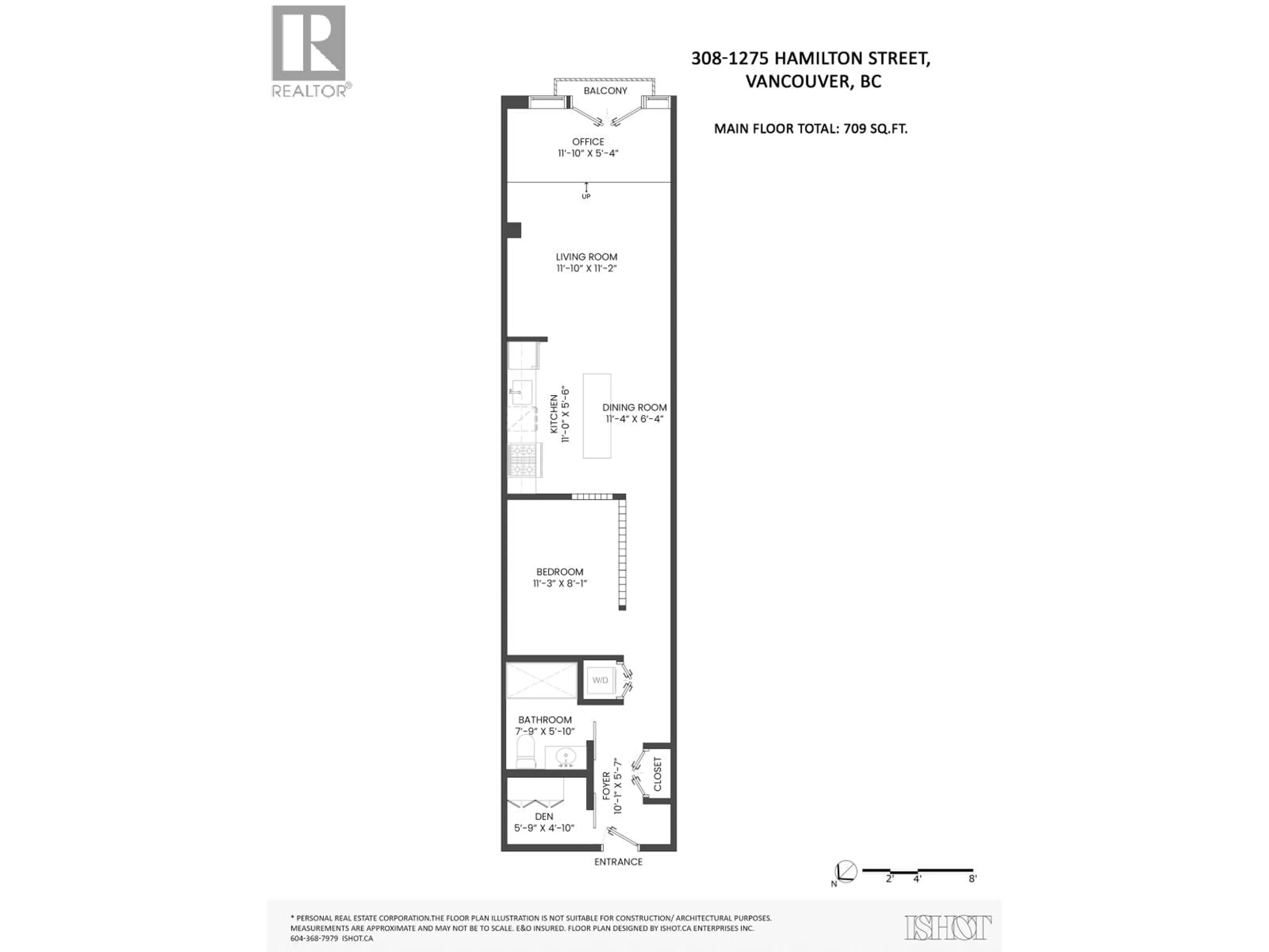 Floor plan for 308 - 1275 HAMILTON STREET, Vancouver British Columbia V6B1E2