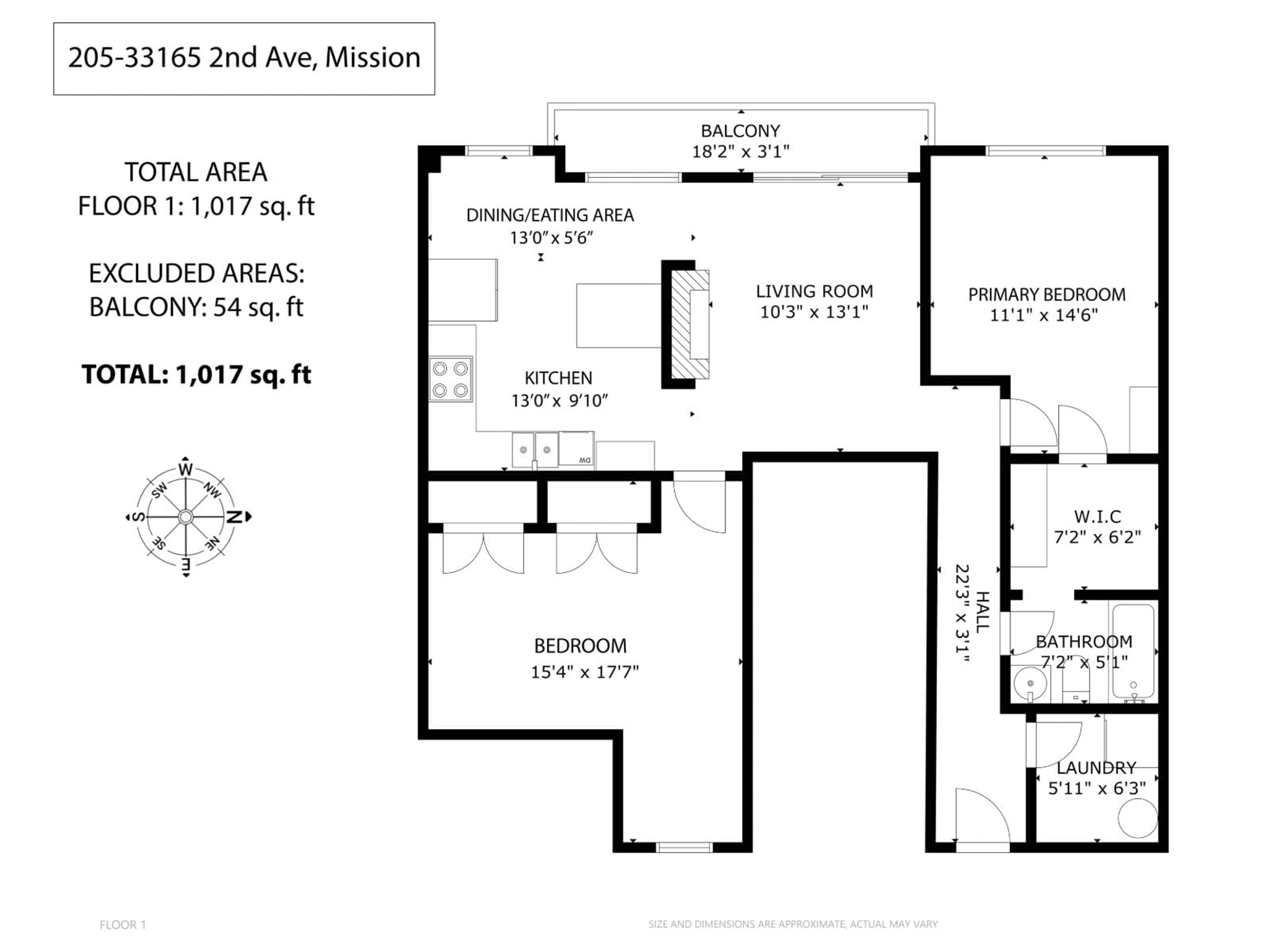 Floor plan for 205 - 33165 2ND AVENUE, Mission British Columbia V2V6T8