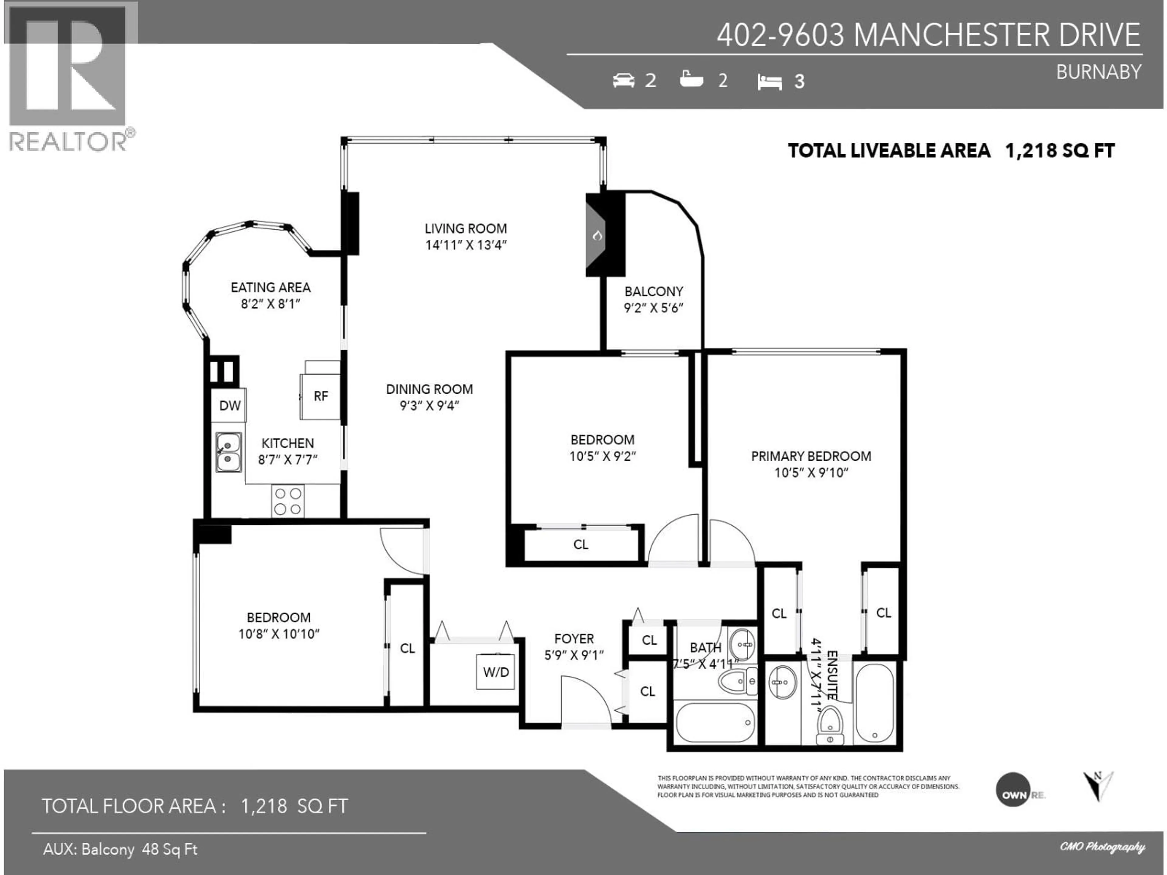 Floor plan for 402 - 9603 MANCHESTER DRIVE, Burnaby British Columbia V3N4Y7