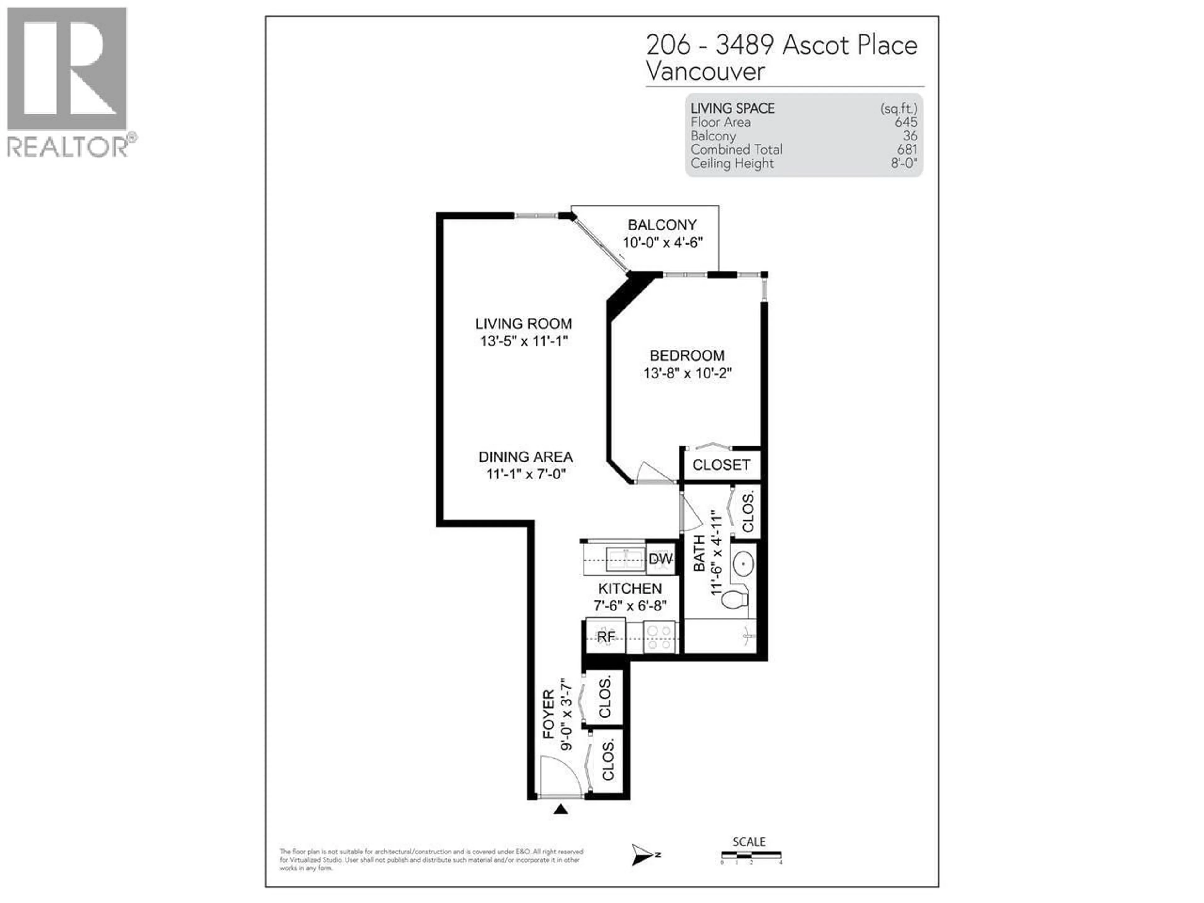 Floor plan for 206 - 3489 ASCOT PLACE, Vancouver British Columbia V5R6B6