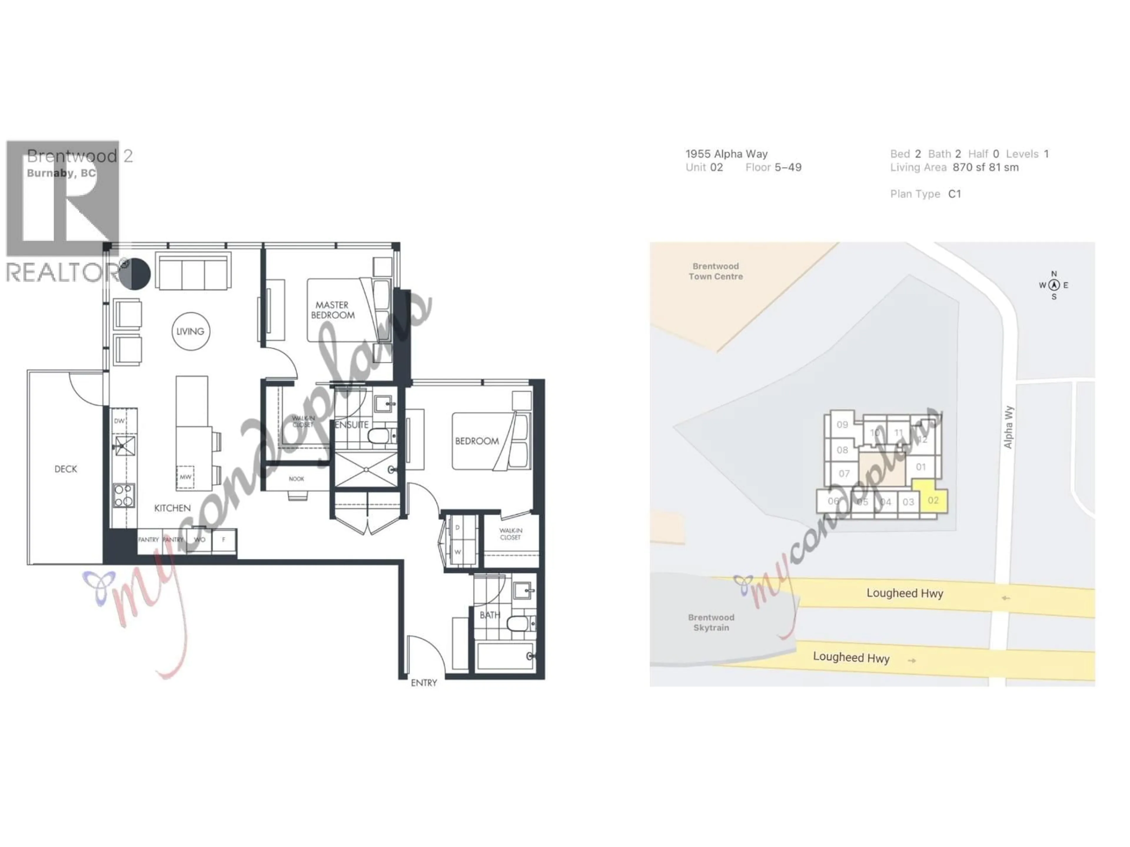 Floor plan for 3202 - 1955 ALPHA WAY, Burnaby British Columbia V5C0K6