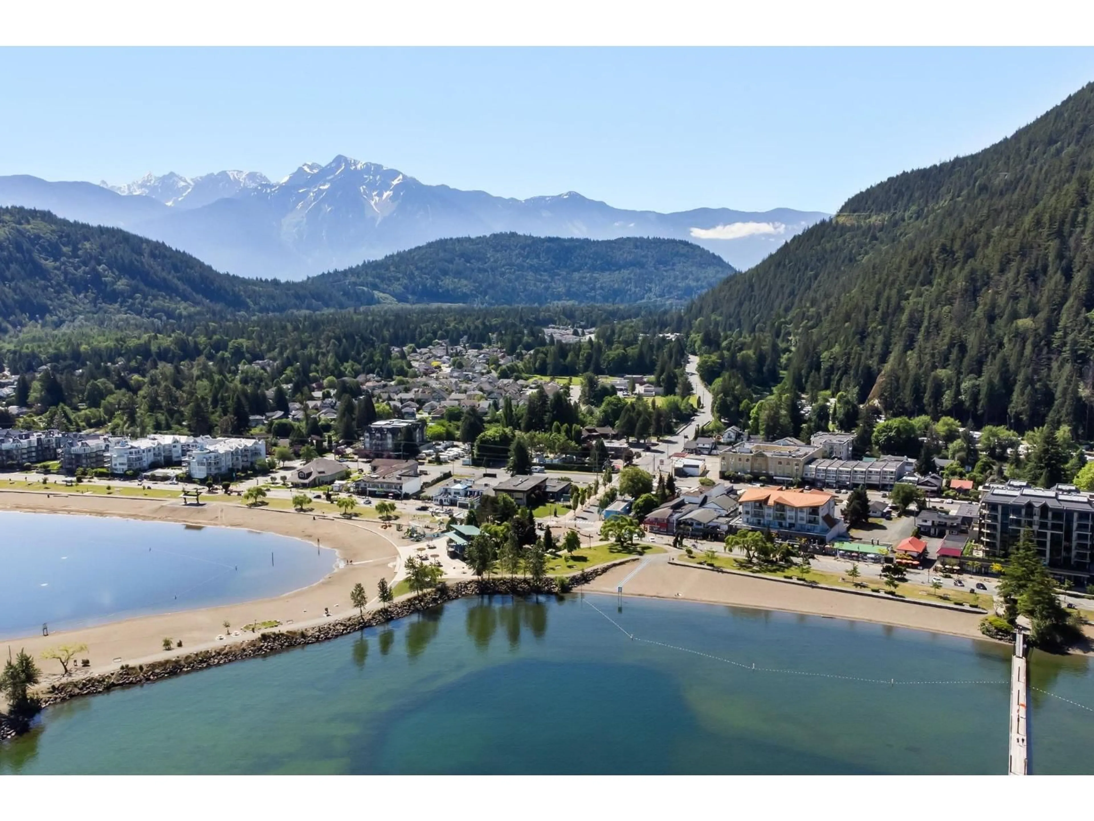 A pic from outside/outdoor area/front of a property/back of a property/a pic from drone, water/lake/river/ocean view for 212C - 160 ESPLANADE AVENUE, Harrison Hot Springs British Columbia V0M1K0