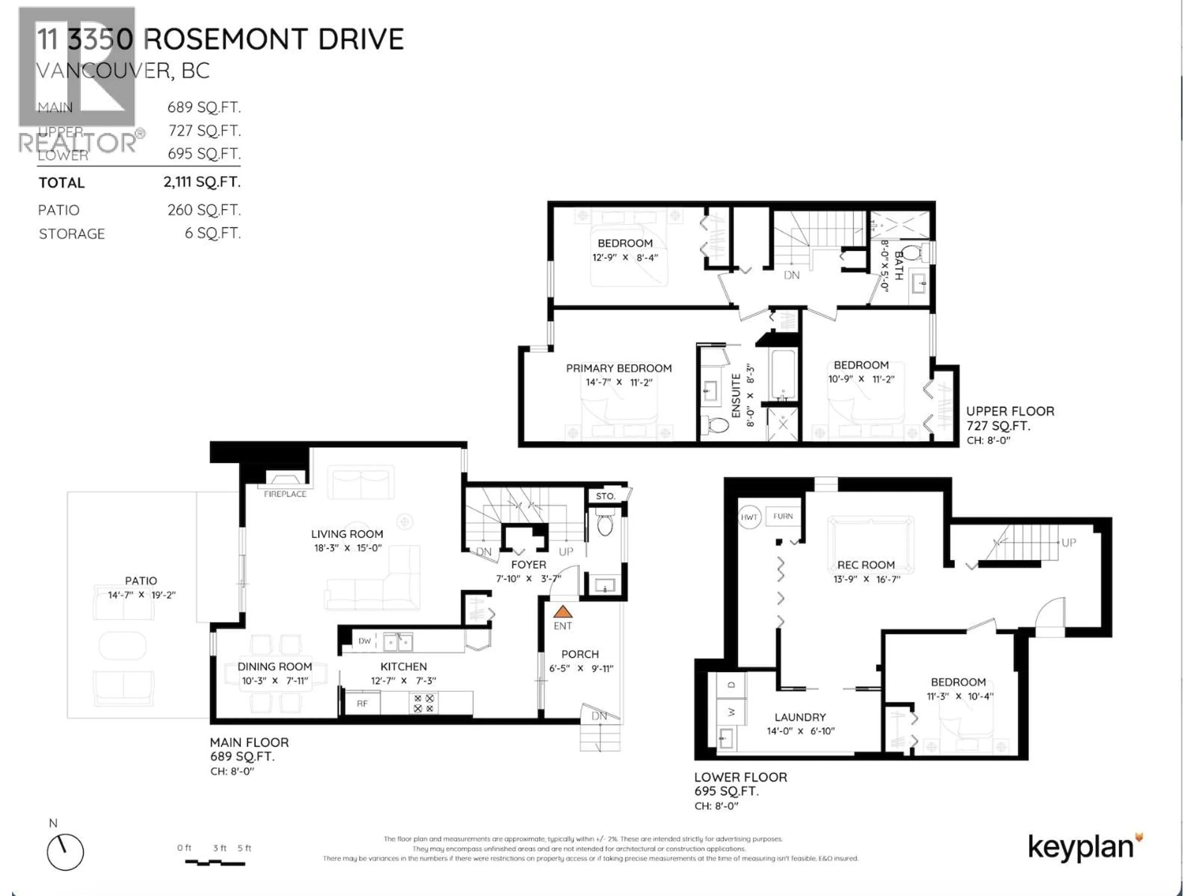 Floor plan for 11 - 3350 ROSEMONT DRIVE, Vancouver British Columbia V5S2C9