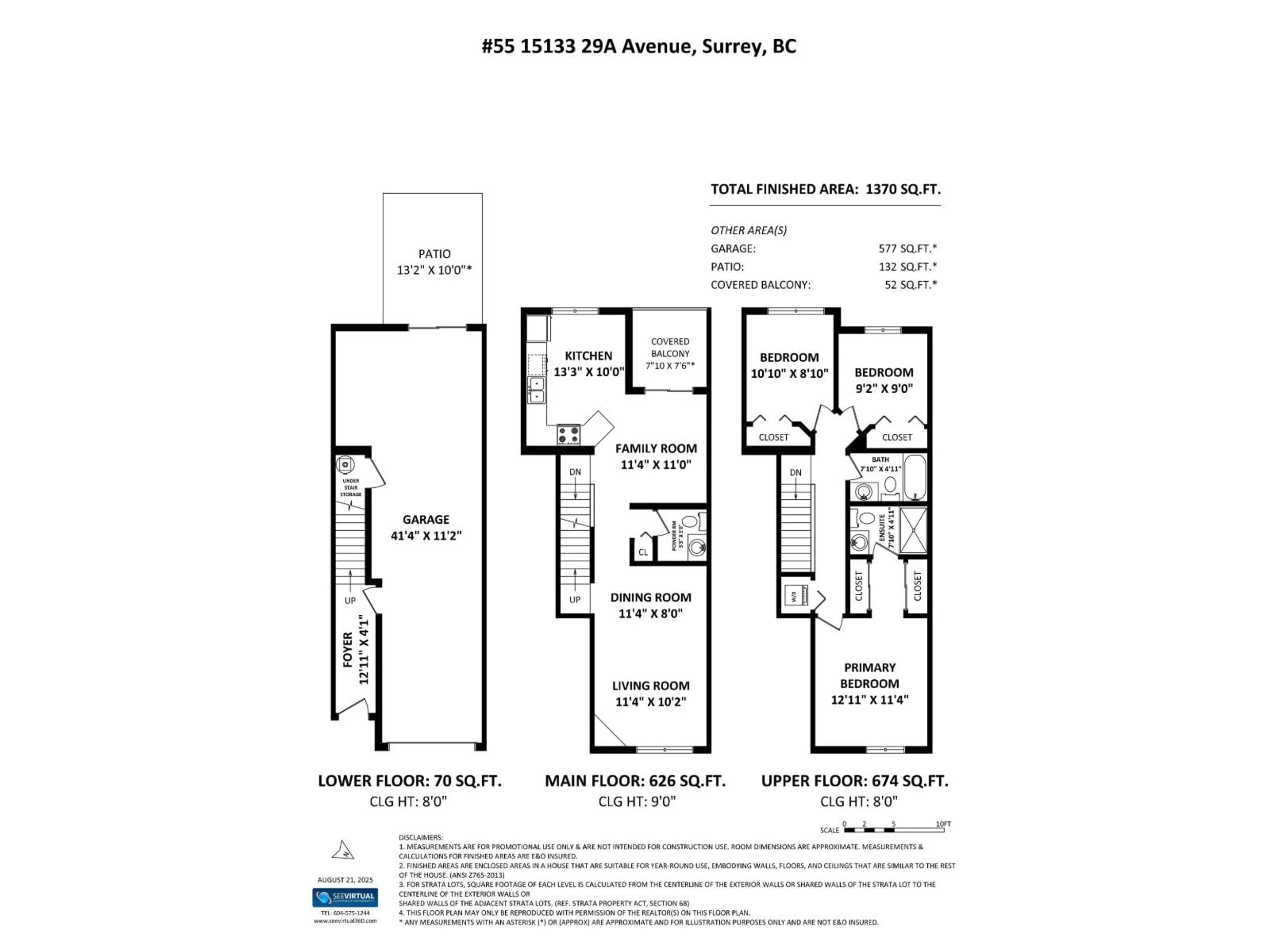 Floor plan for 55 - 15133 29A AVENUE, Surrey British Columbia V4P3G4