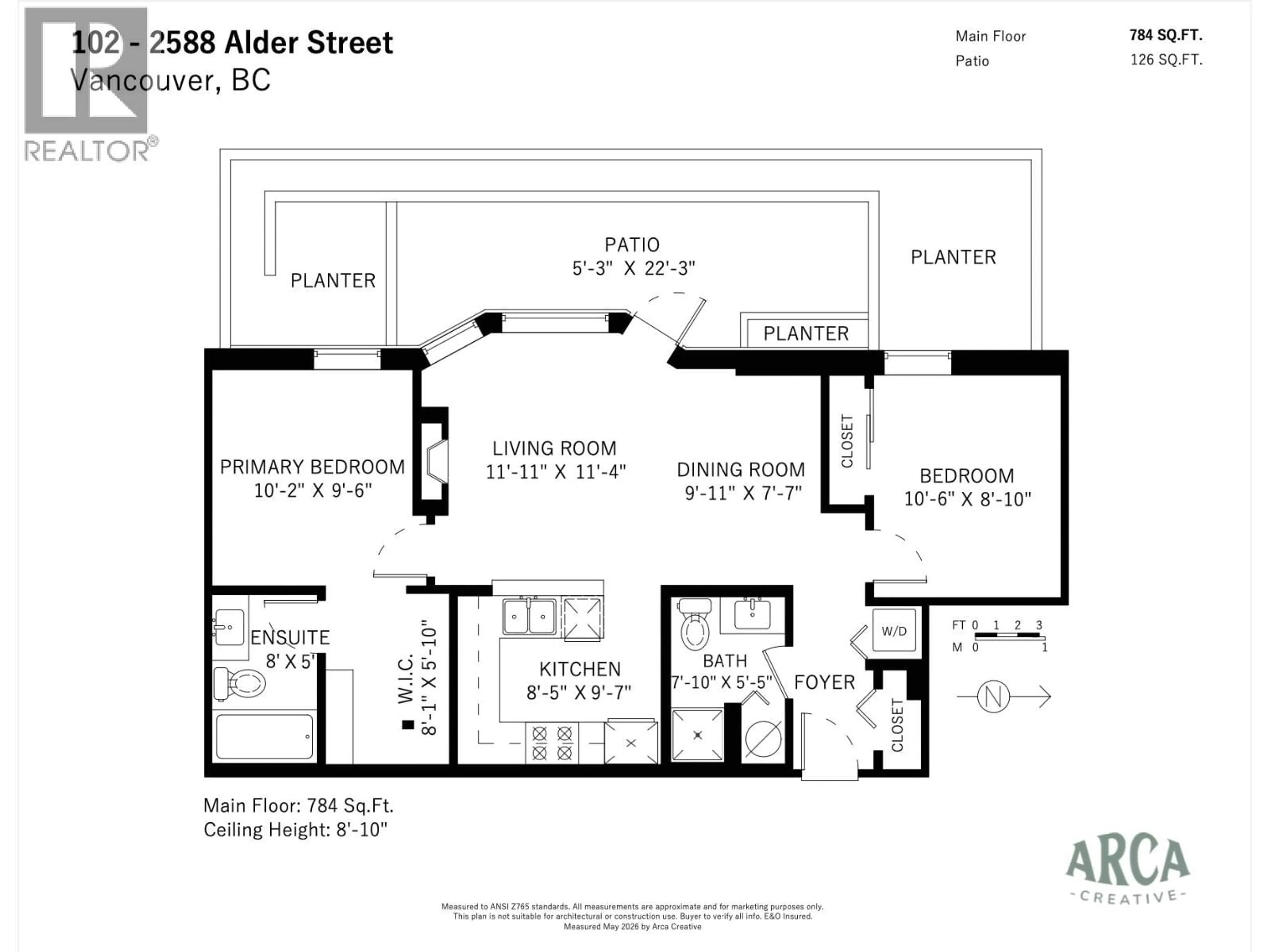 Floor plan for 102 - 2588 ALDER STREET, Vancouver British Columbia V6H4E3