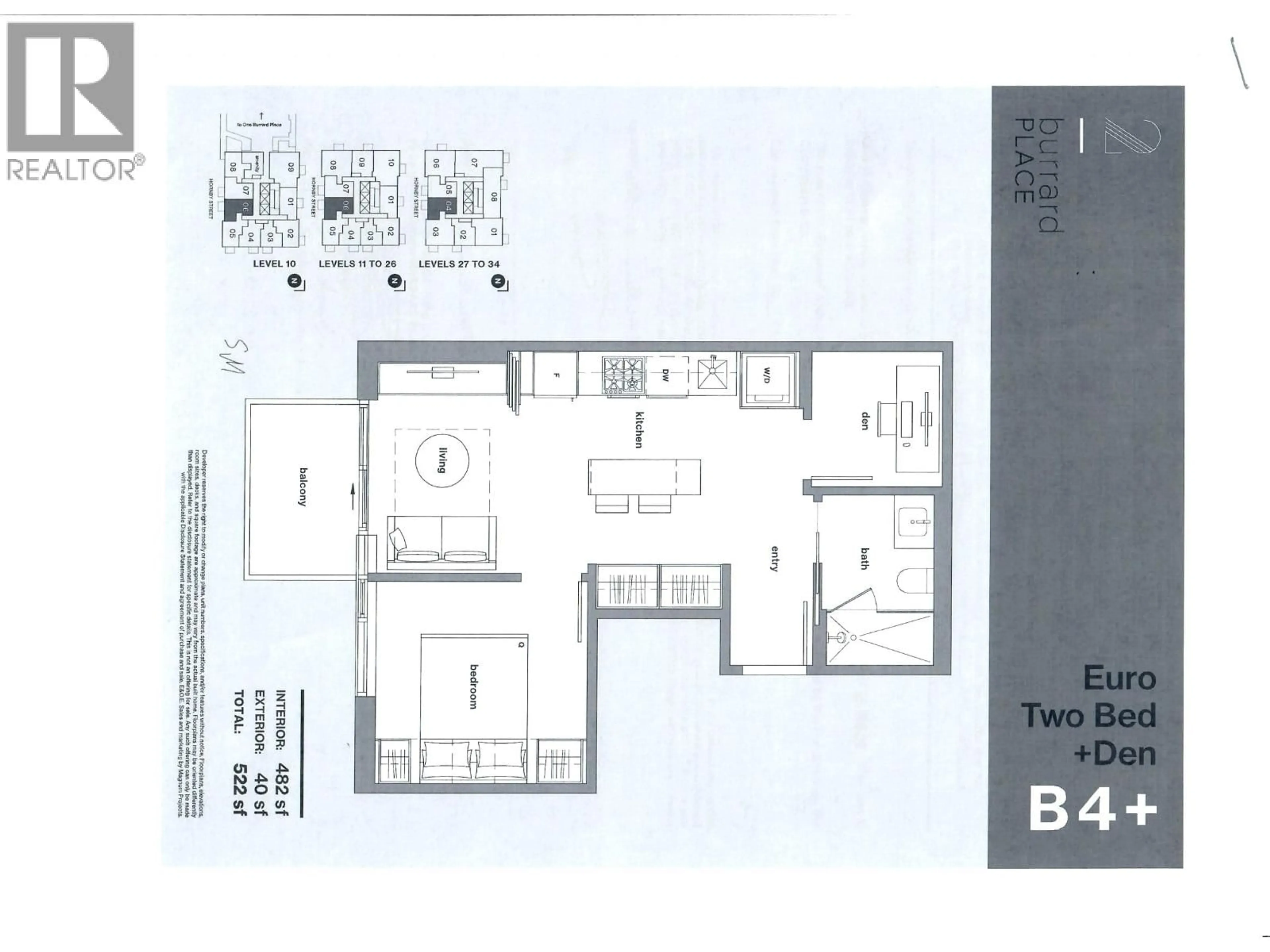 Floor plan for 1506 - 1277 HORNBY STREET, Vancouver British Columbia V6Z1W2