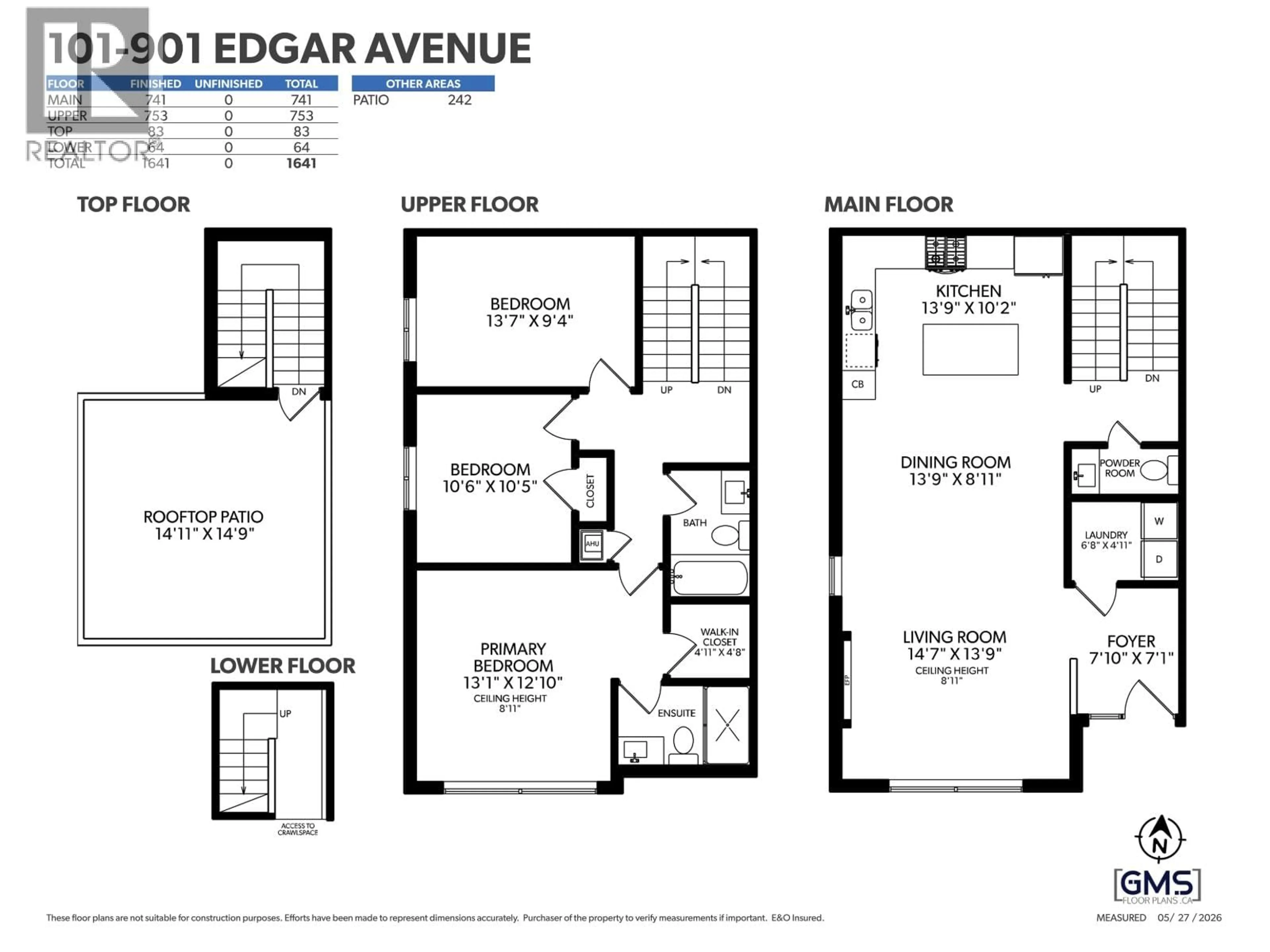 Floor plan for 101 - 901 EDGAR AVENUE, Coquitlam British Columbia V3K2K1