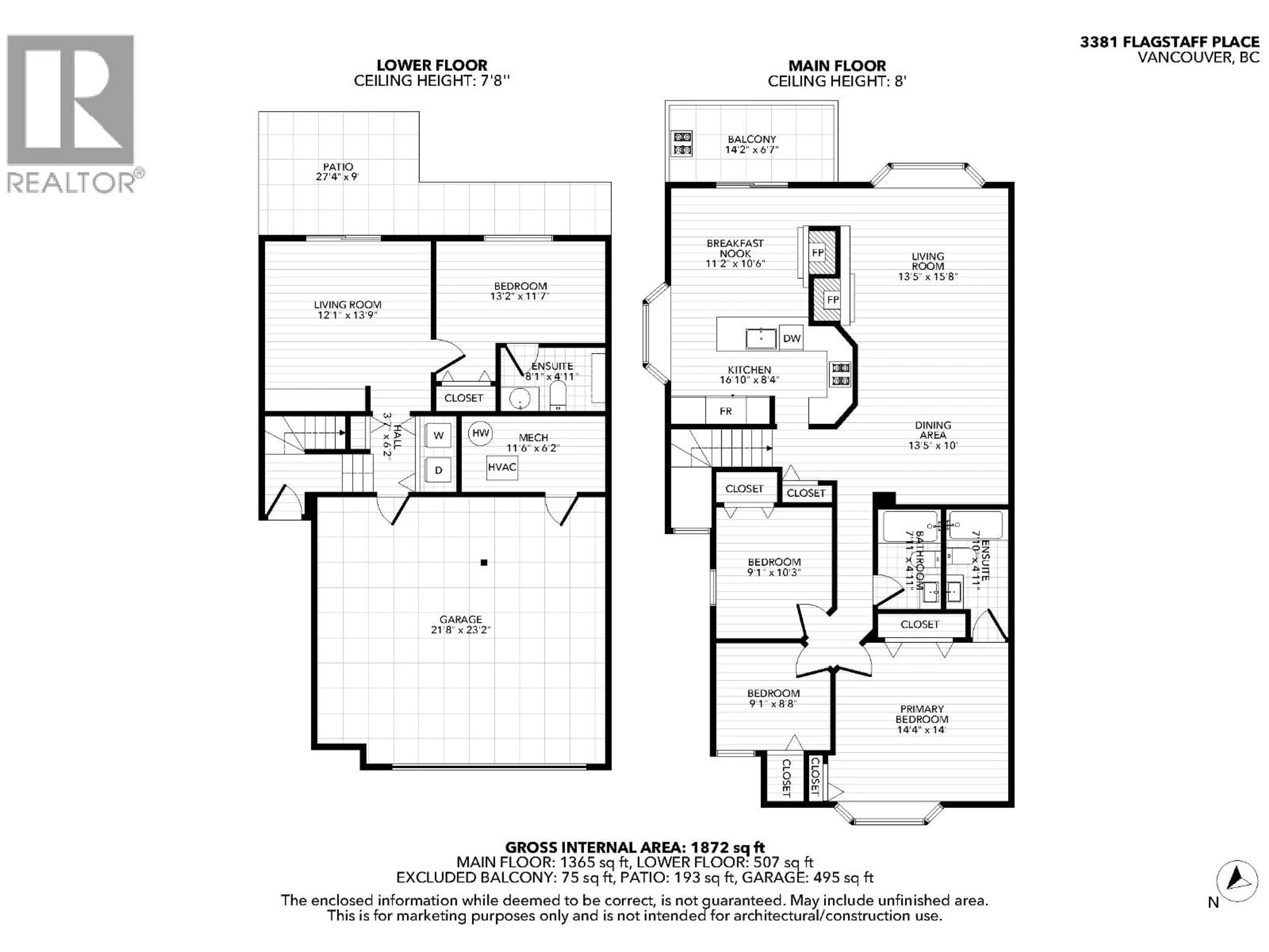 Floor plan for 3381 FLAGSTAFF PLACE, Vancouver British Columbia V4S4K9