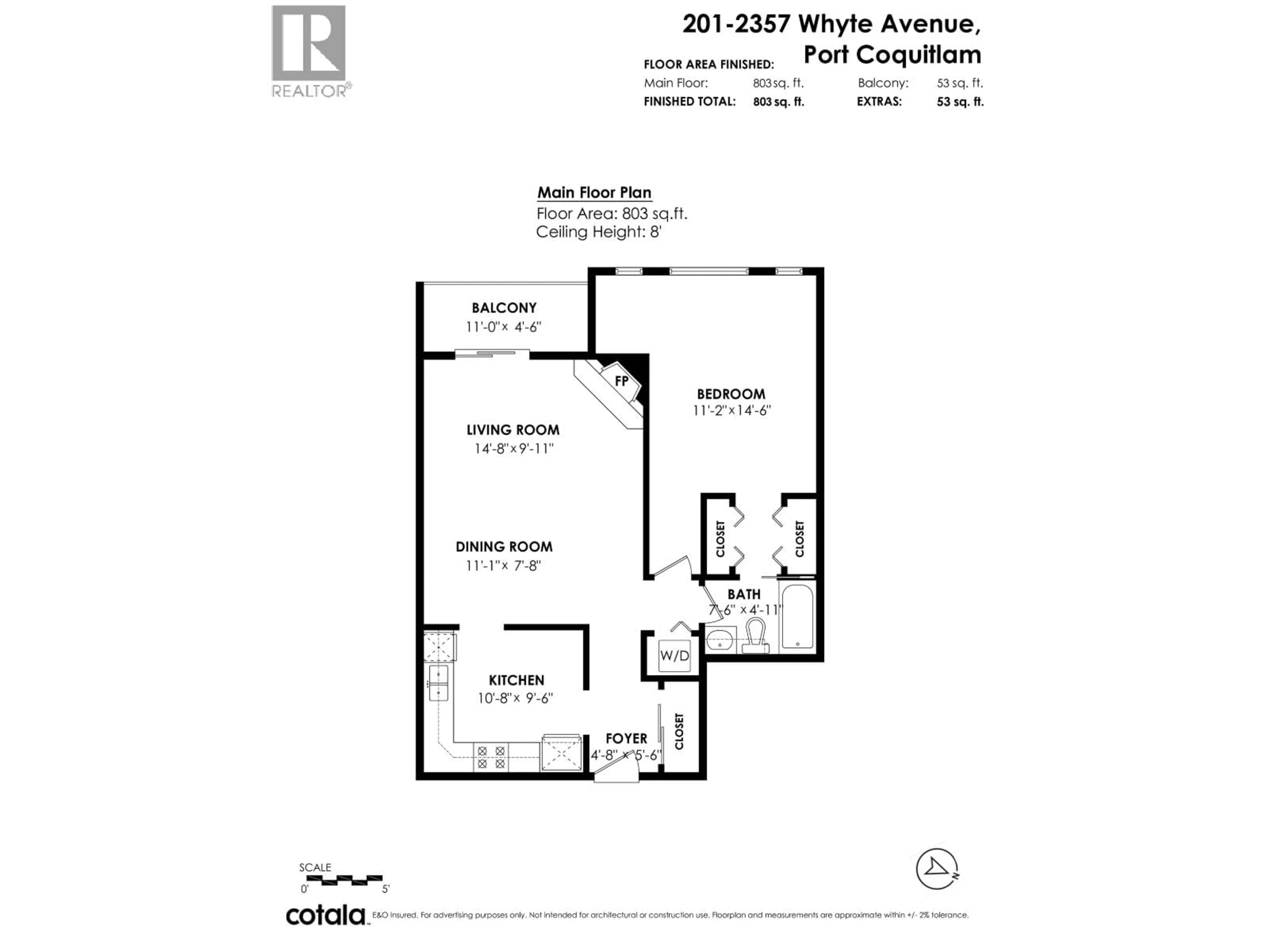 Floor plan for 201 - 2357 WHYTE AVENUE, Port Coquitlam British Columbia V3C2A3
